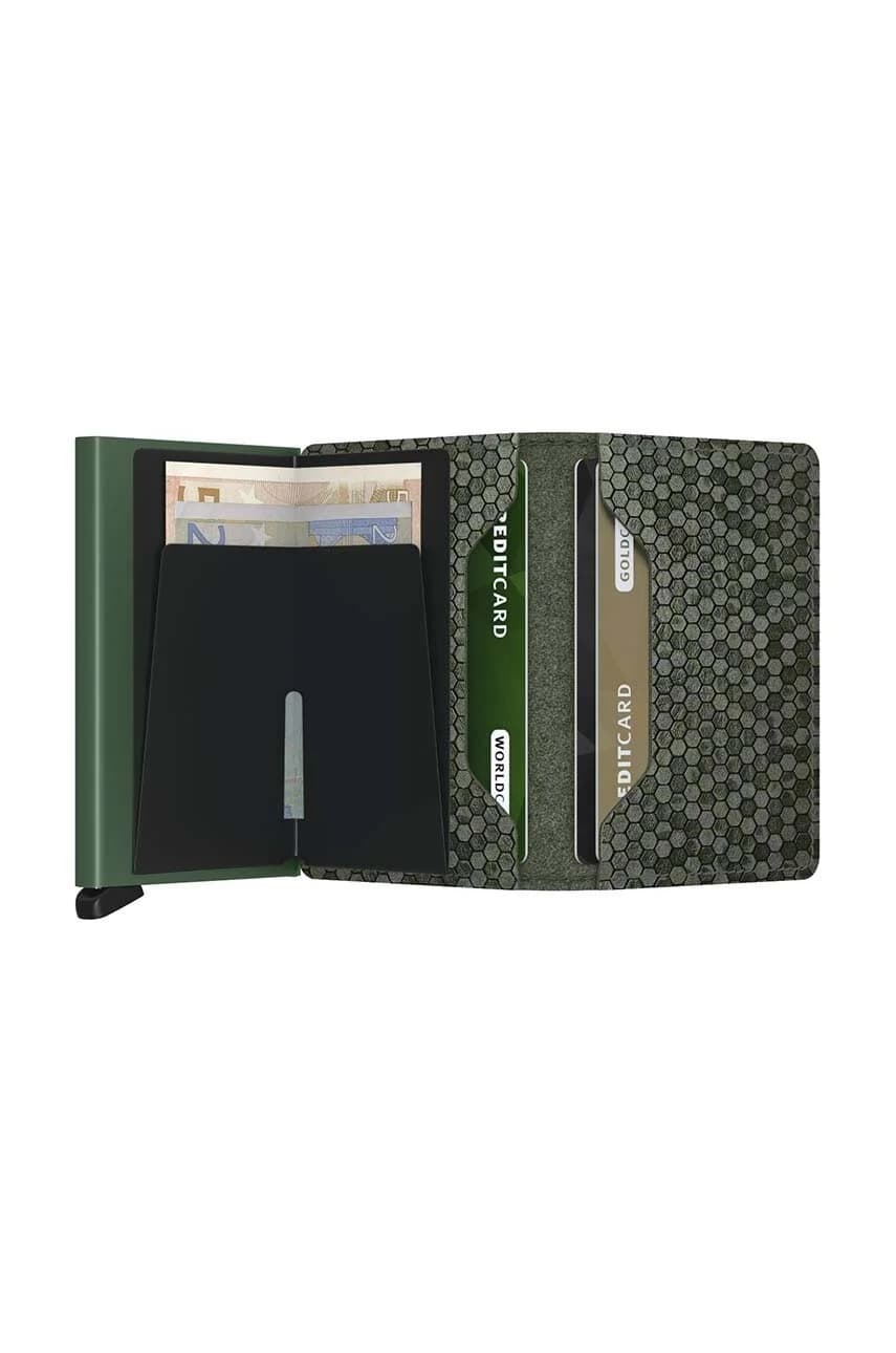 Slimwallet Hexagon Зеленый кожаный кошелек - фото 3