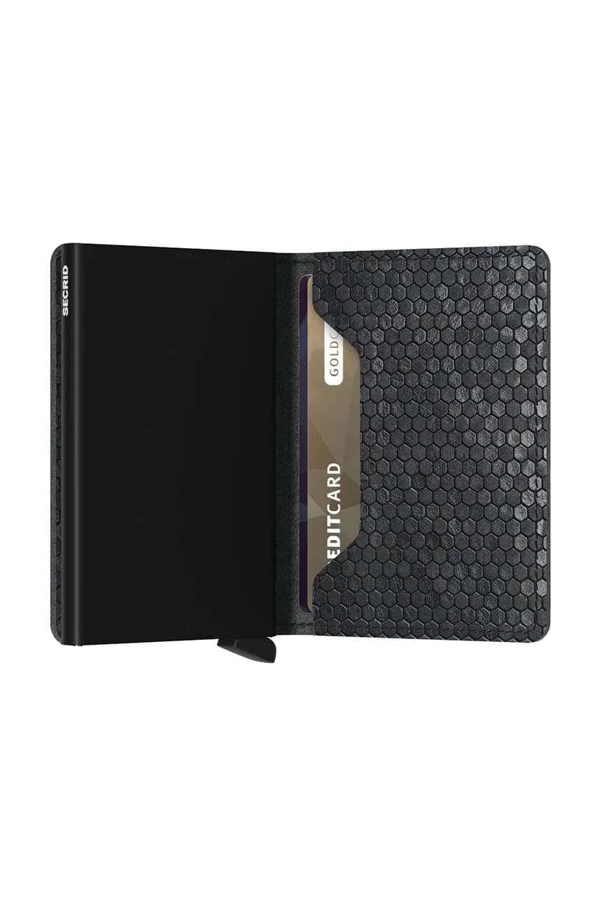 Slimwallet Hexagon Черный кожаный кошелек - фото 4