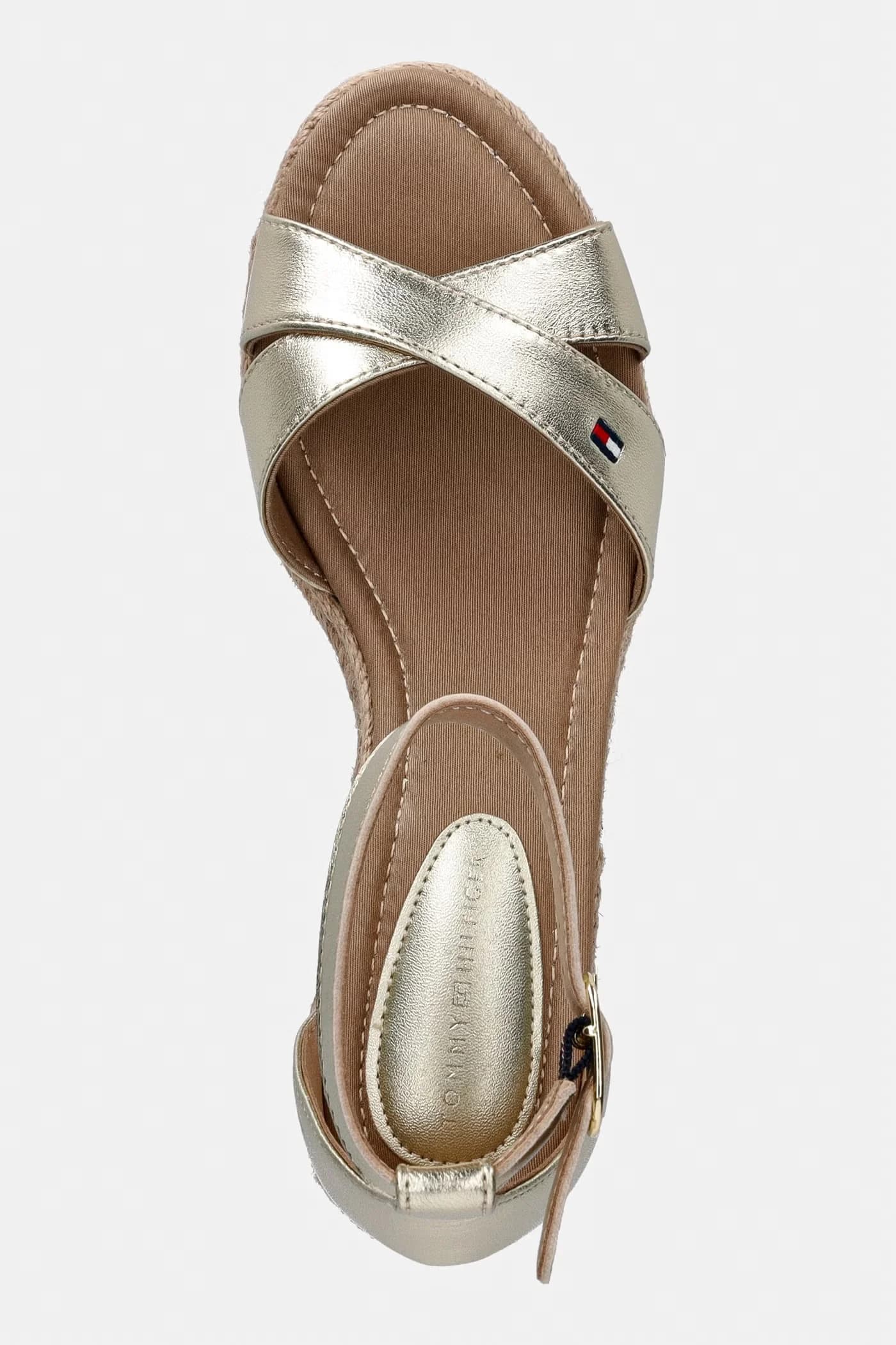 Кожаные босоножки на танкетке MID WEDGE ESPAD X CROSS GOLD - фото 4