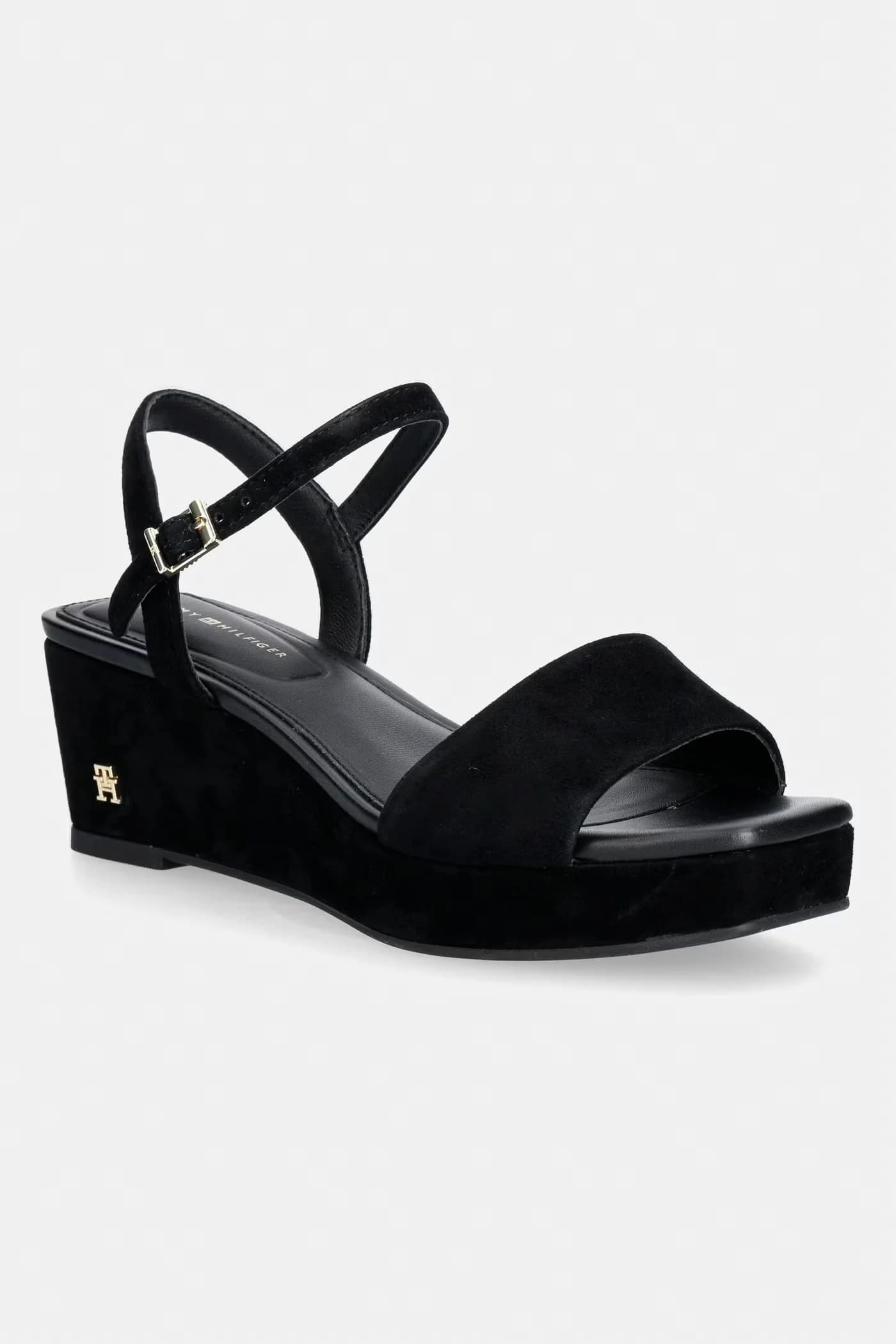 замшевые босоножки на танкетке SUEDE WRAPPED MID WEDGE - фото 1