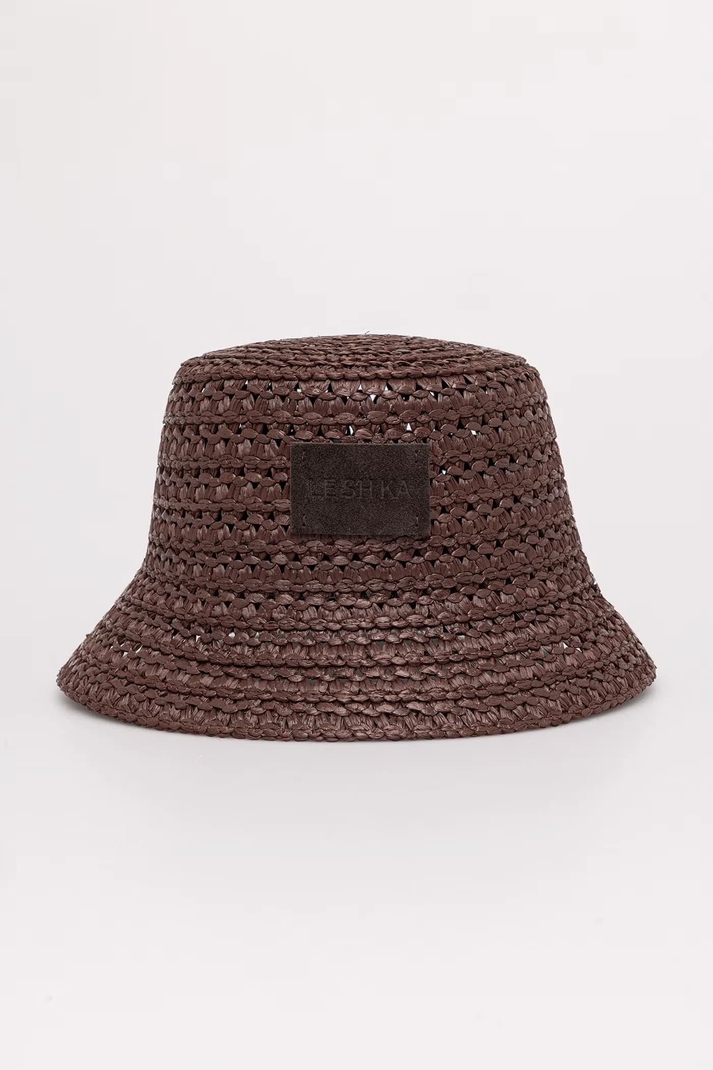 Женская соломенная шляпа из вискозы Brown Bucket Hat - фото 1
