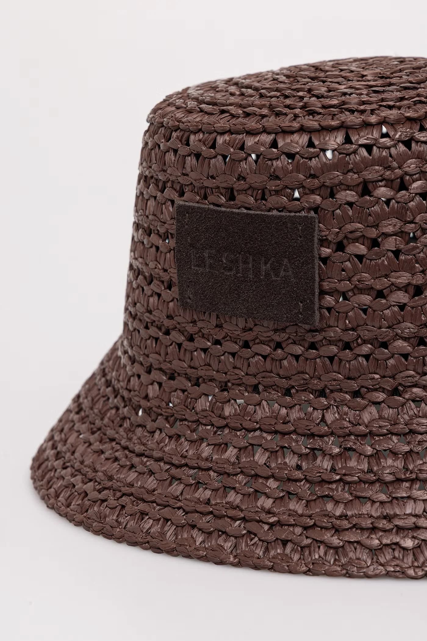 Женская соломенная шляпа из вискозы Brown Bucket Hat - фото 2