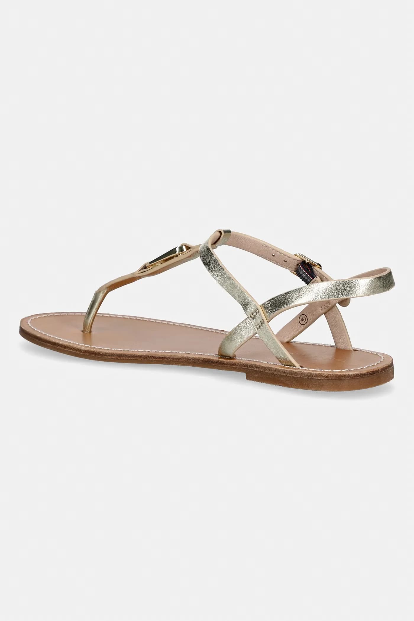 Женские кожаные сандалии на плоской подошве LEATHER THONG SANDAL GOLD - фото 3