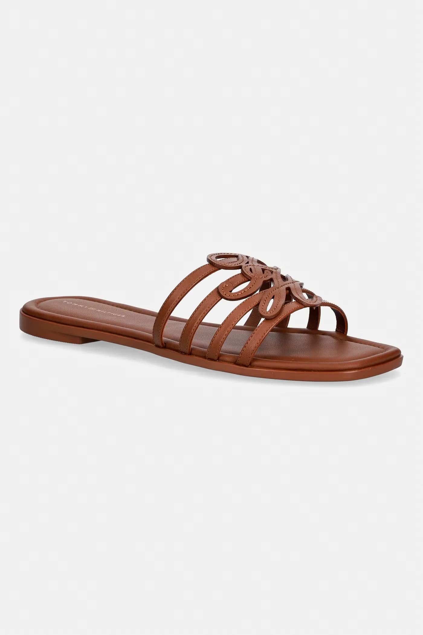Женские кожаные шлепанцы с открытым носком TH SCRIPT FLAT MULE LTH - фото 1