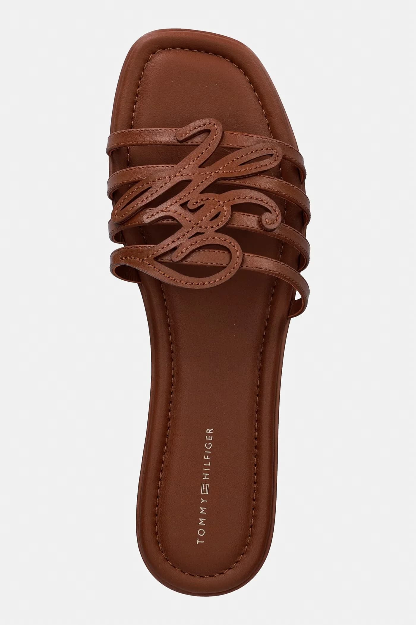 Женские кожаные шлепанцы с открытым носком TH SCRIPT FLAT MULE LTH - фото 4