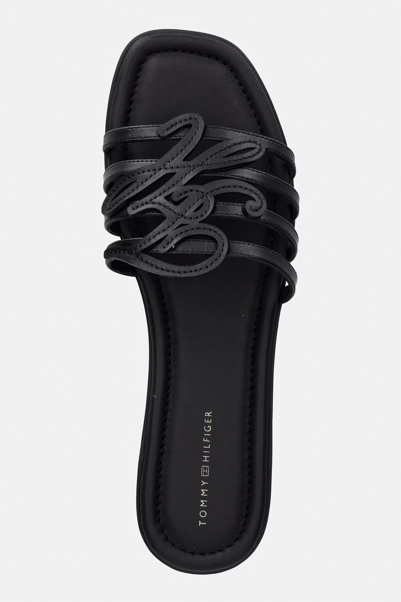Женские кожаные шлепанцы с открытым носком TH SCRIPT FLAT MULE LTH - фото 4