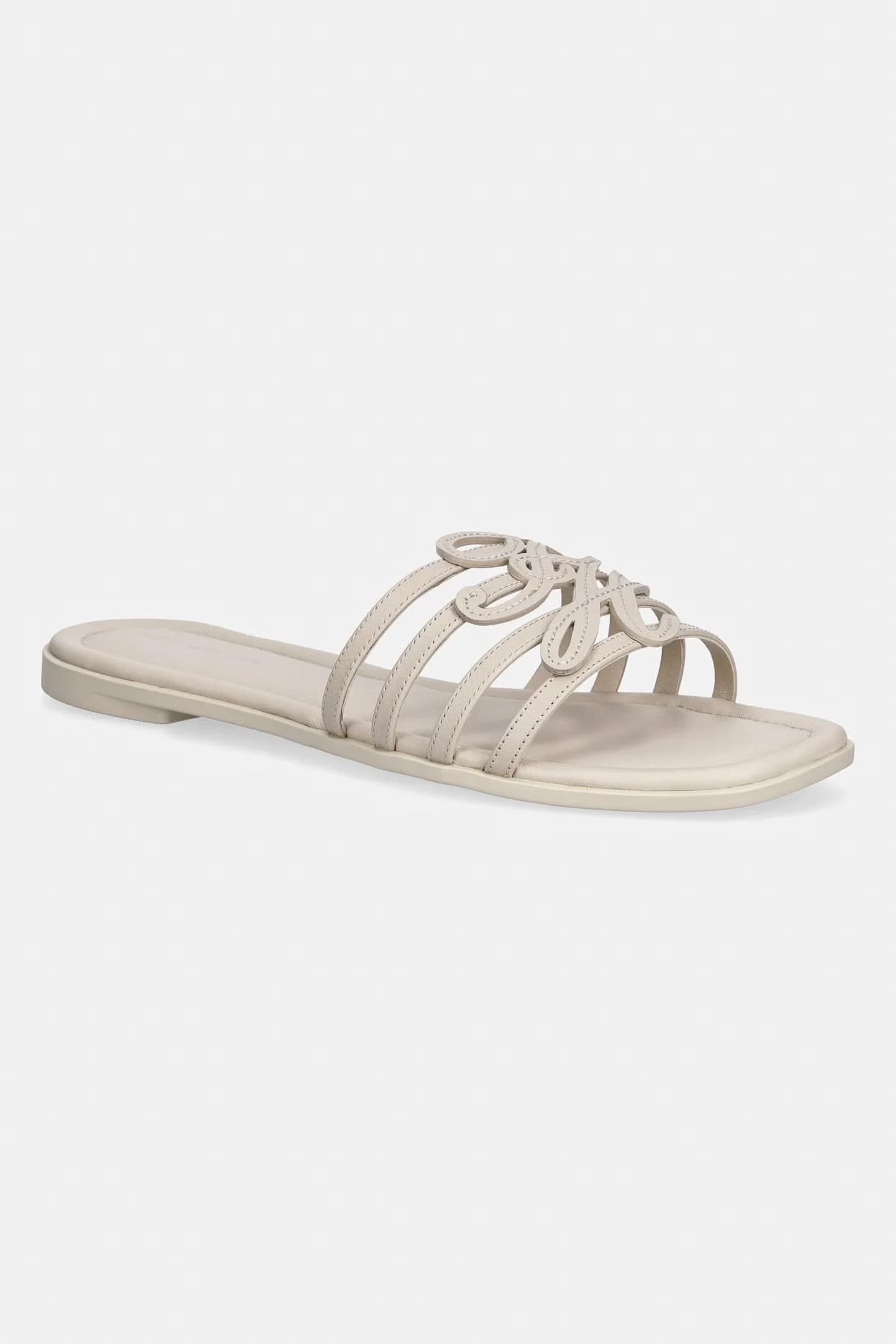 Женские кожаные шлепанцы с открытым носком TH SCRIPT FLAT MULE LTH - фото 1