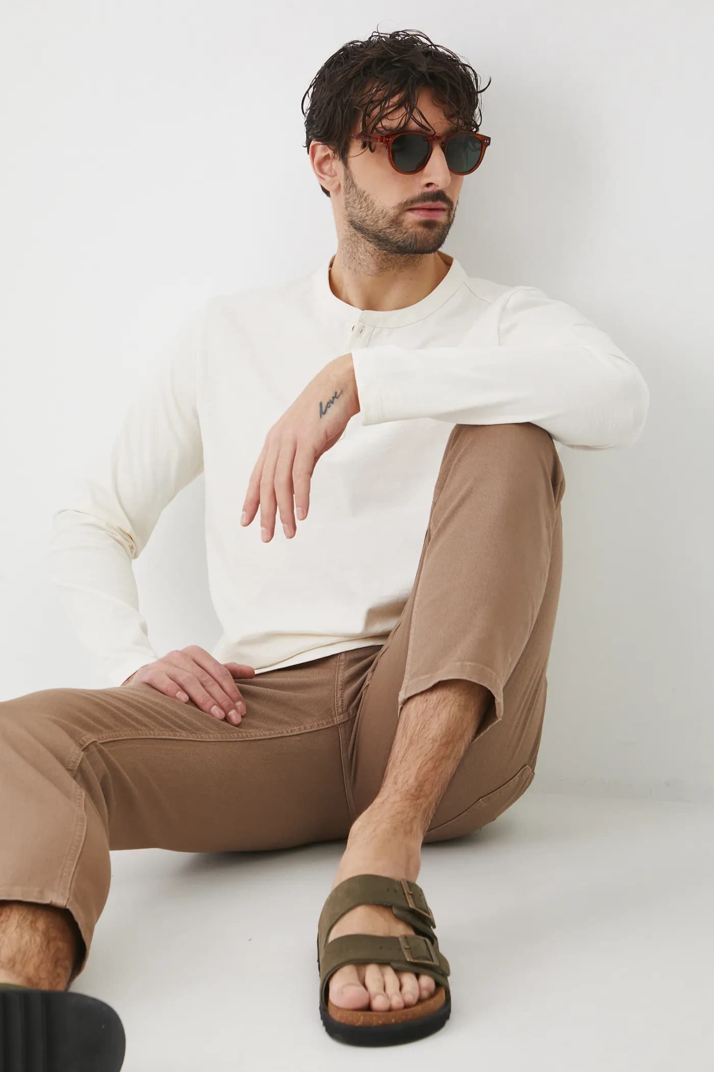 Хлопковая рубашка с длинным рукавом