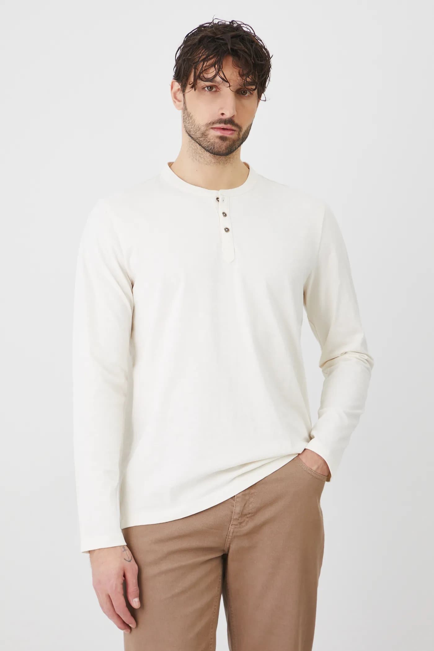 Хлопковая рубашка с длинным рукавом - фото 4