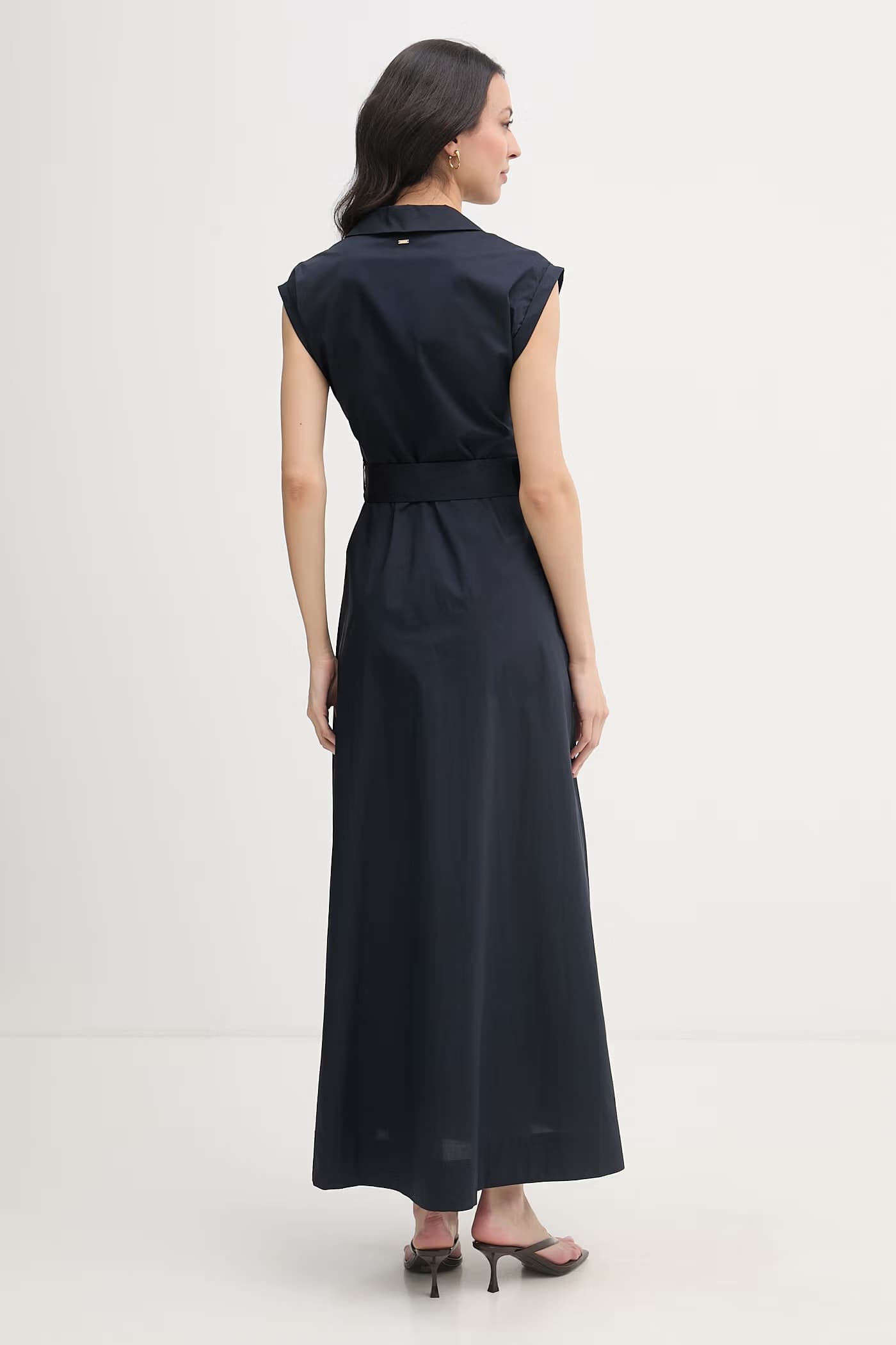 Хлопковое платье-рубашка военно-морской для женщин - фото 3