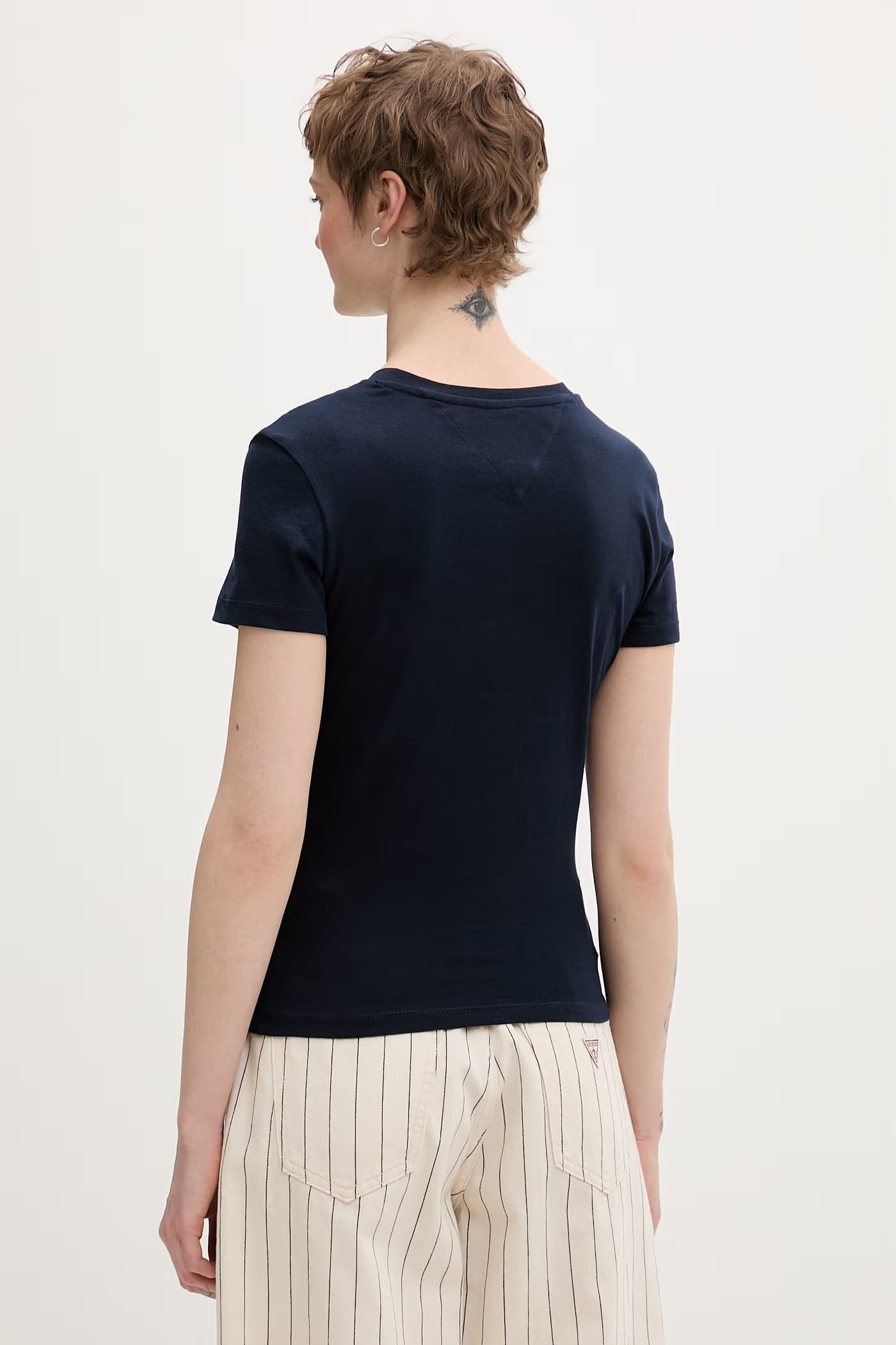 Базовая женская хлопковая футболка военно-морской для женщин - фото 3