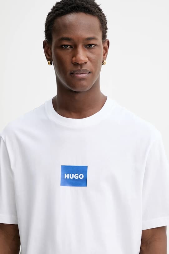 Синяя хлопковая футболка Hugo Nayonix - фото 5