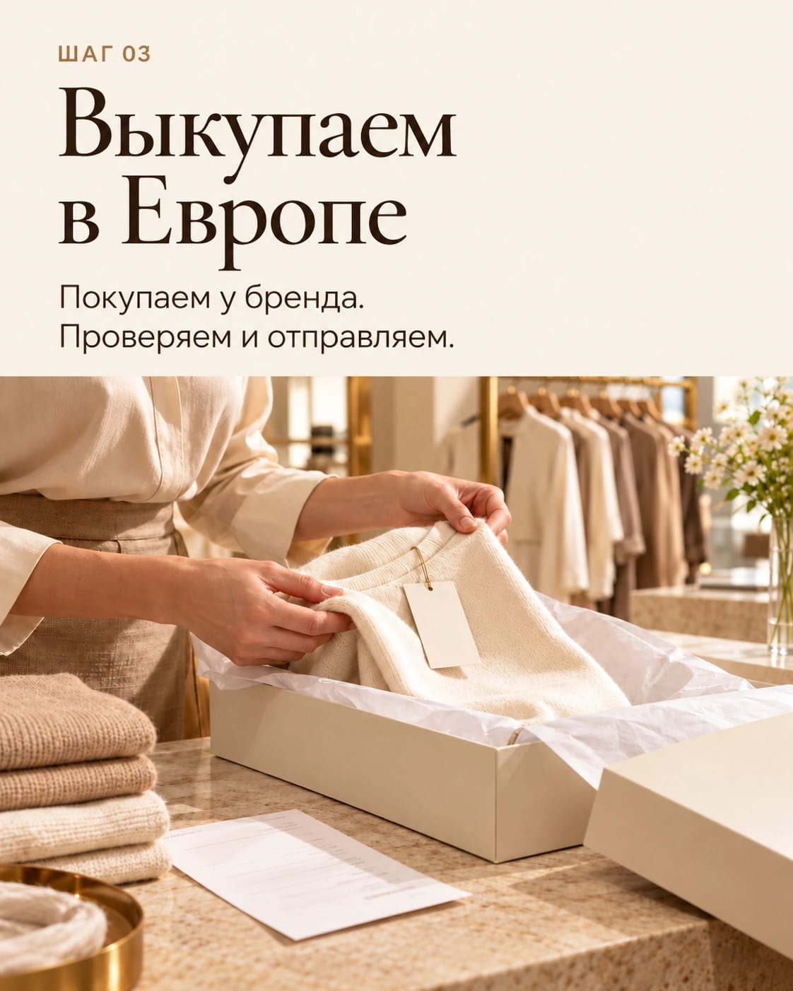 Шаг 3. Выкупаем в Европе. Покупаем у бренда. Проверяем и отправляем.
