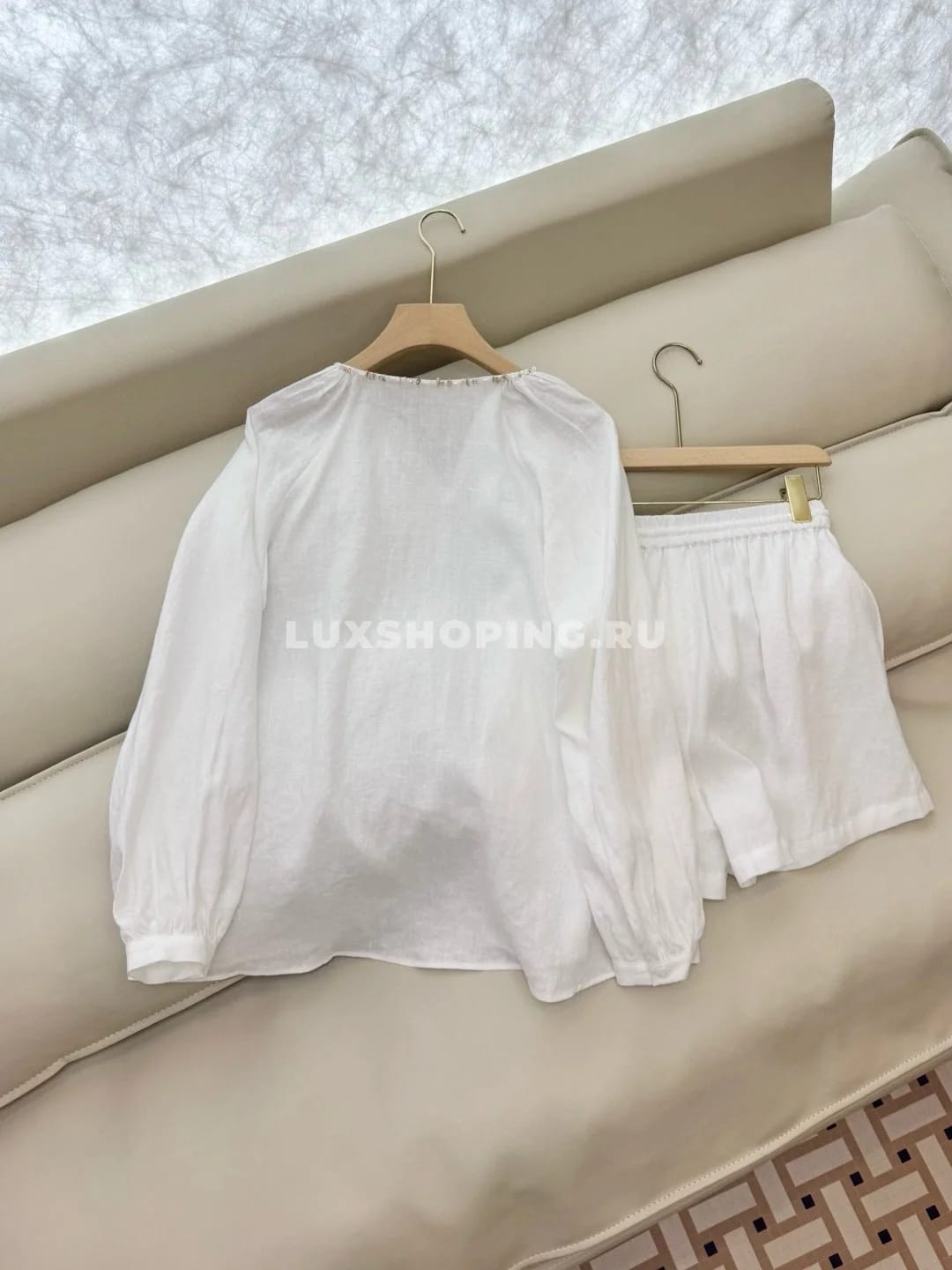 Zimmermann льняной костюм с шортами на завязках белый - фото 4
