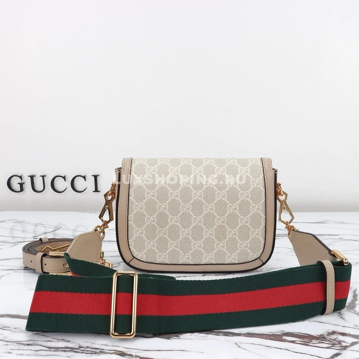 Gucci Horsebit Маленькая Сумка через плечо бежевая - фото 3
