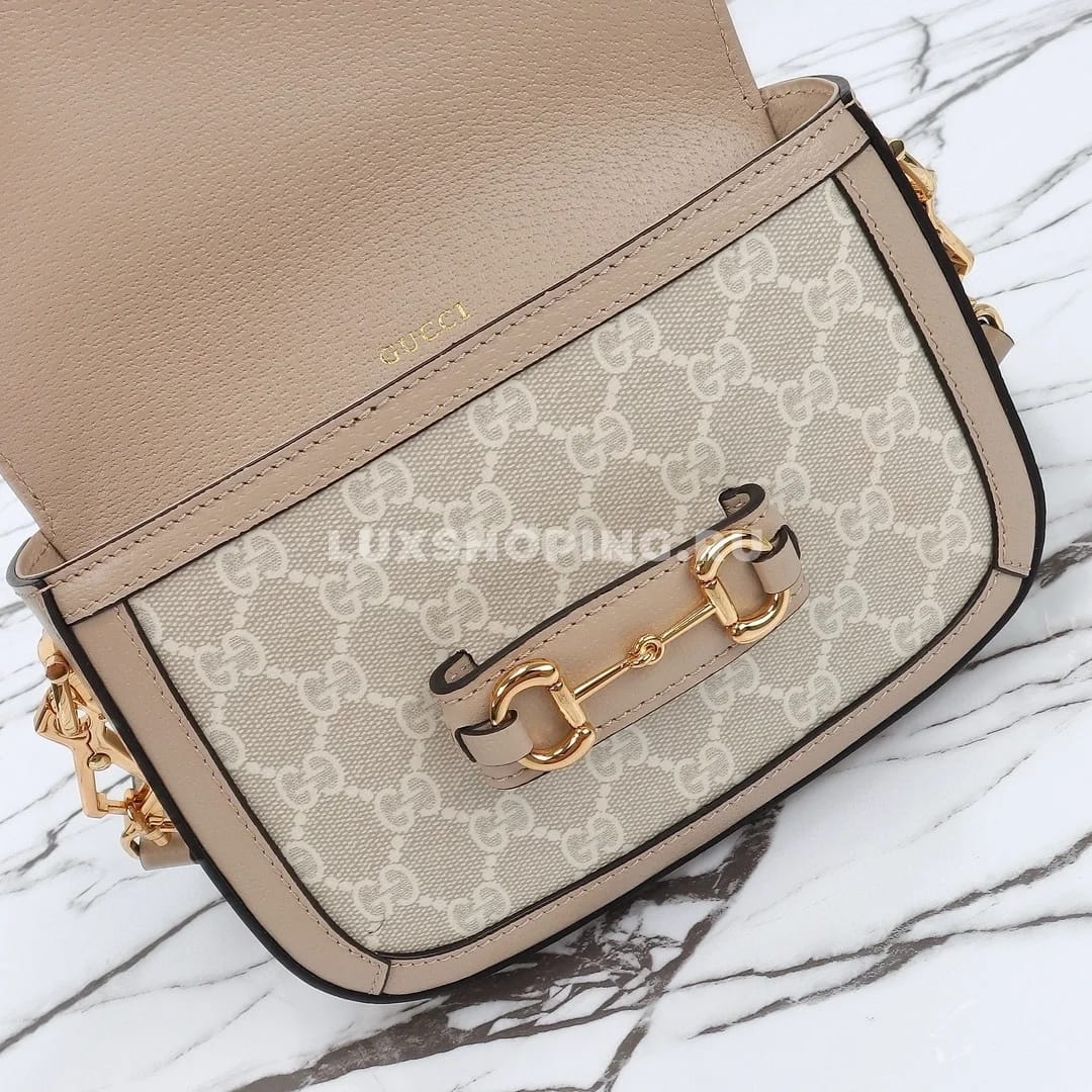 Gucci Horsebit Маленькая Сумка через плечо бежевая - фото 7