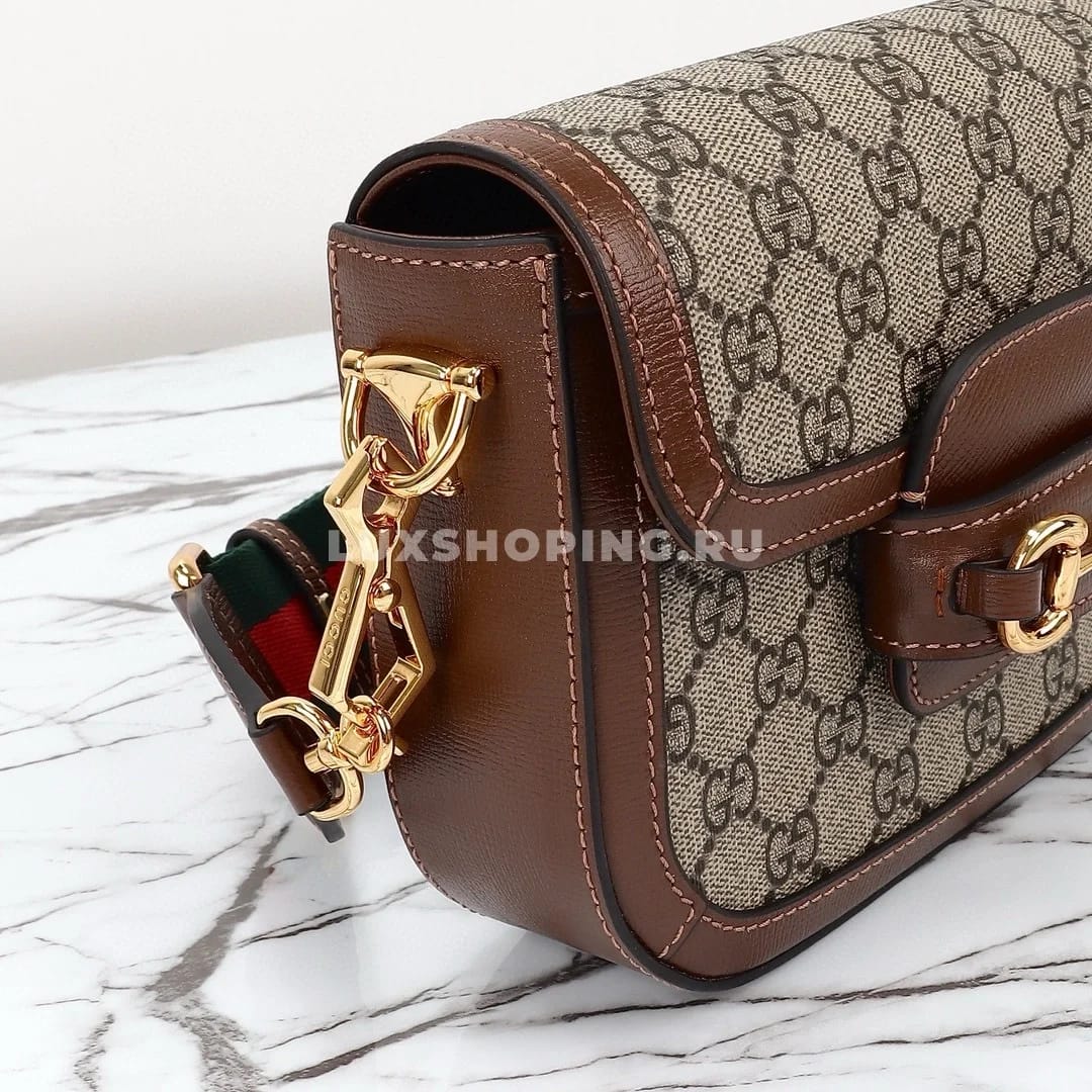 Gucci Horsebit Маленькая Сумка через плечо канва - фото 5