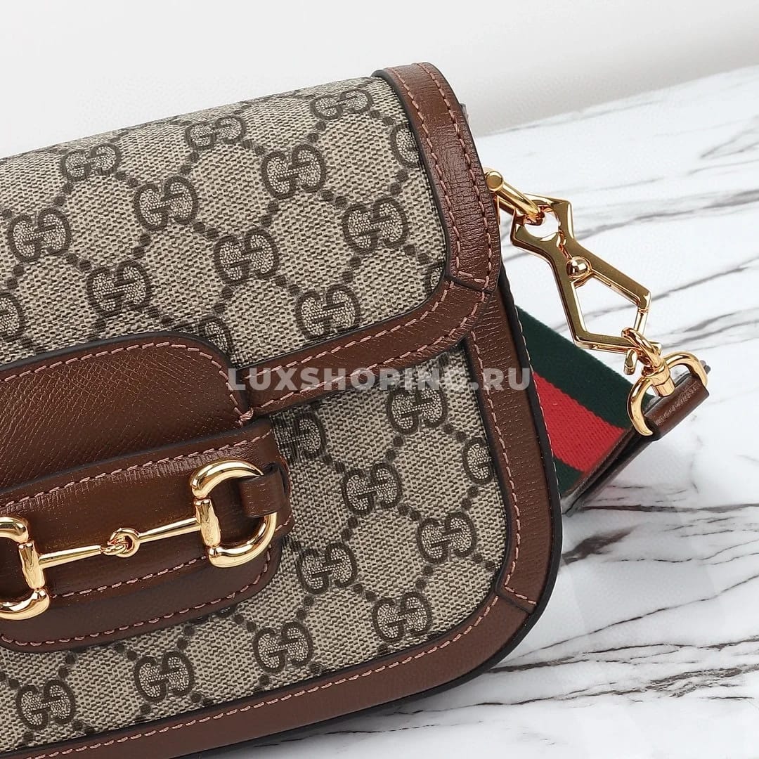 Gucci Horsebit Маленькая Сумка через плечо канва - фото 6
