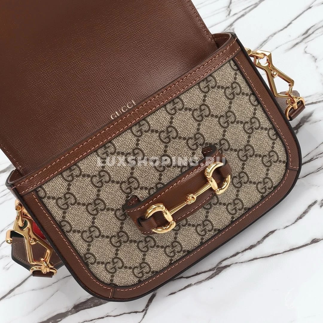 Gucci Horsebit Маленькая Сумка через плечо канва - фото 7