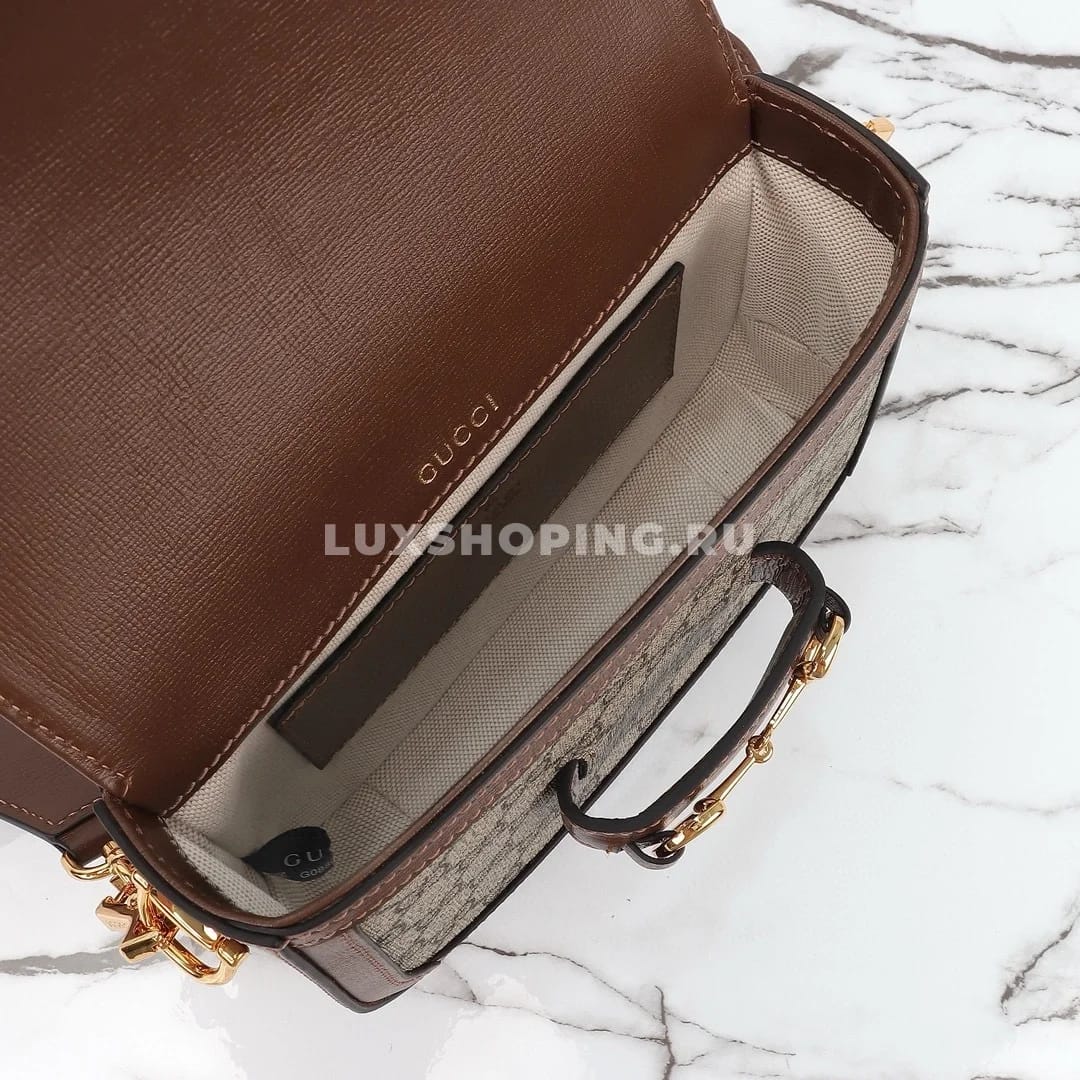 Gucci Horsebit Маленькая Сумка через плечо канва - фото 8