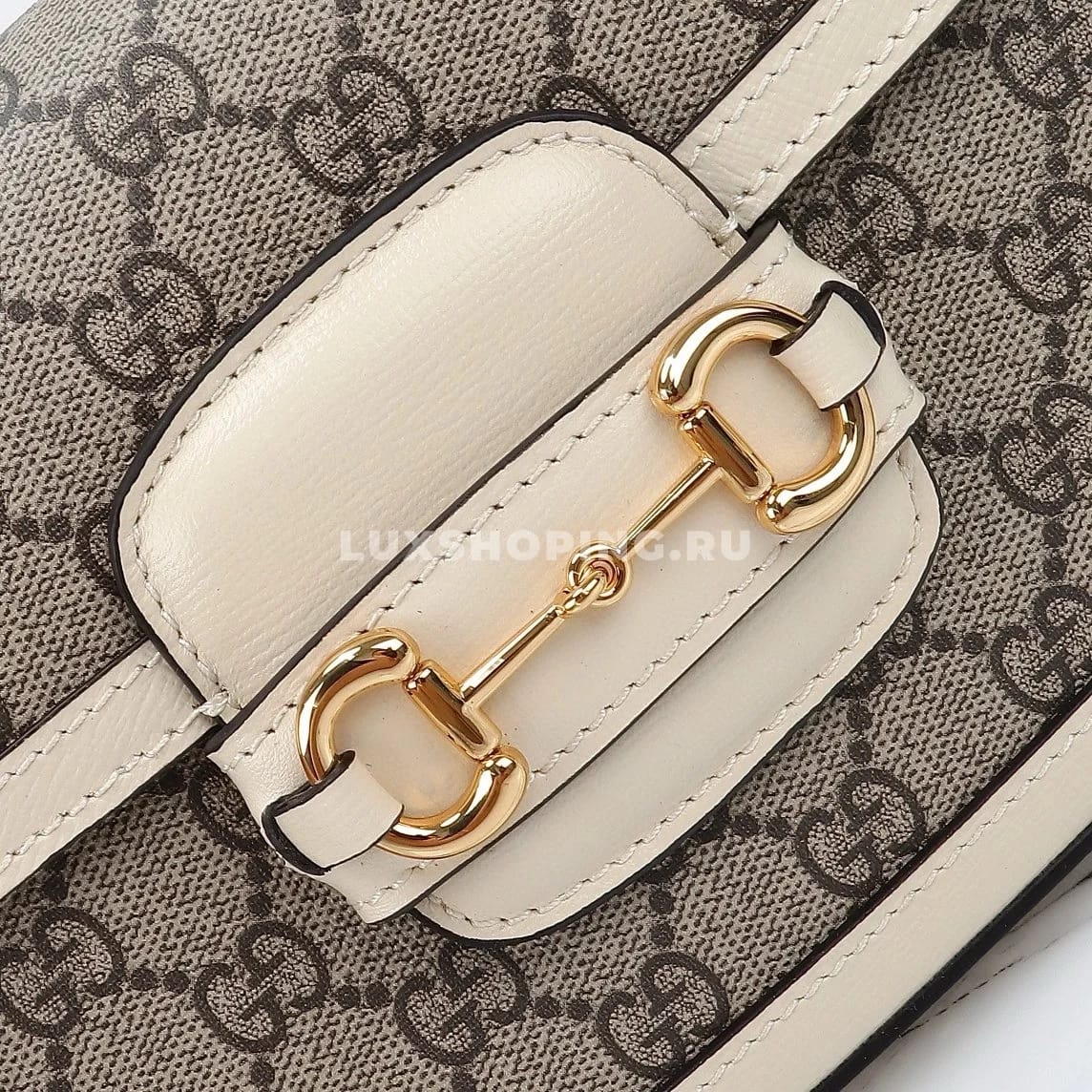 Gucci Horsebit Маленькая Сумка через плечо канва/беж - фото 4
