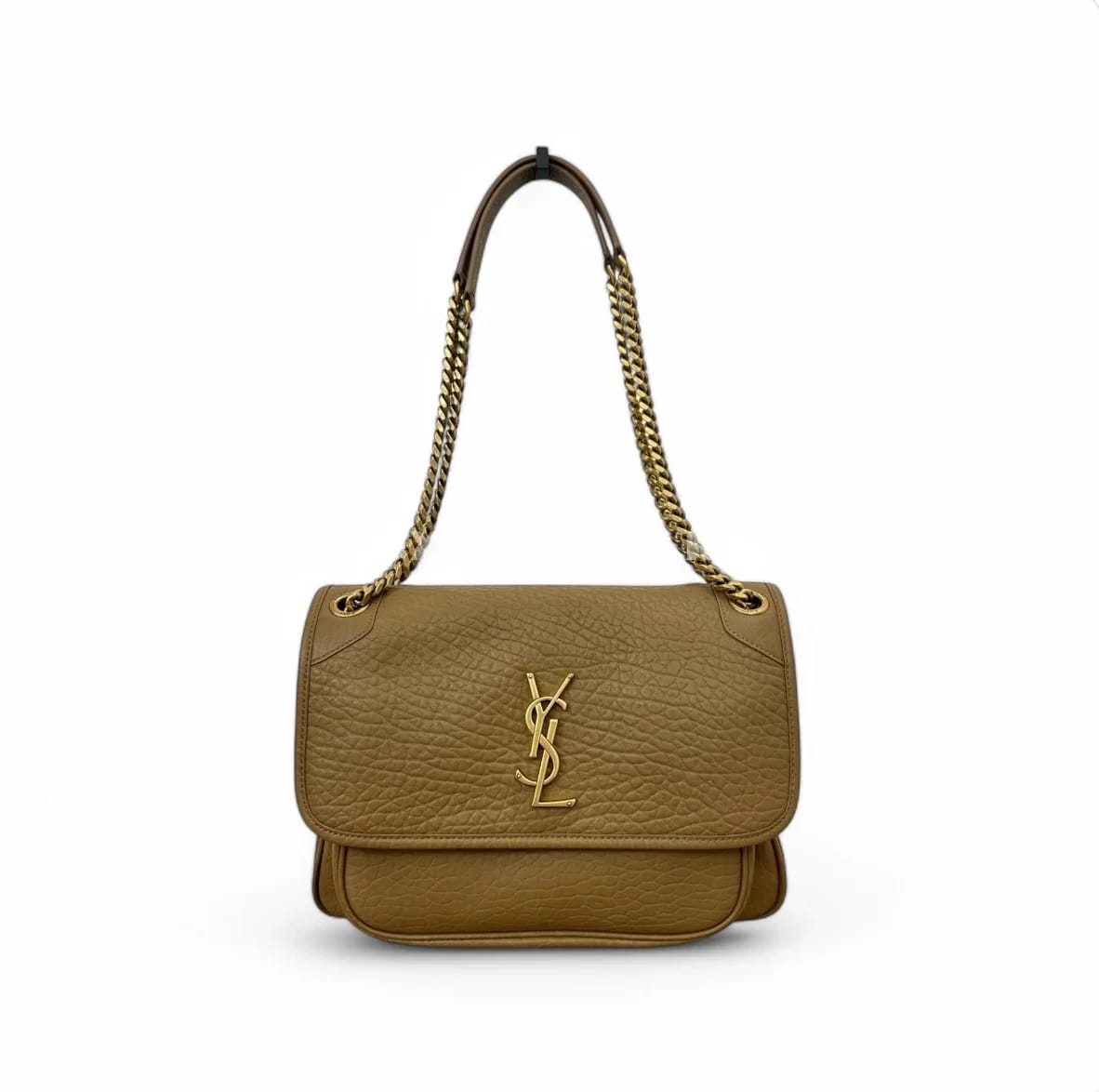 Saint Laurent Сумка Niki 28 см из мягкой овечьей кожи Беж
