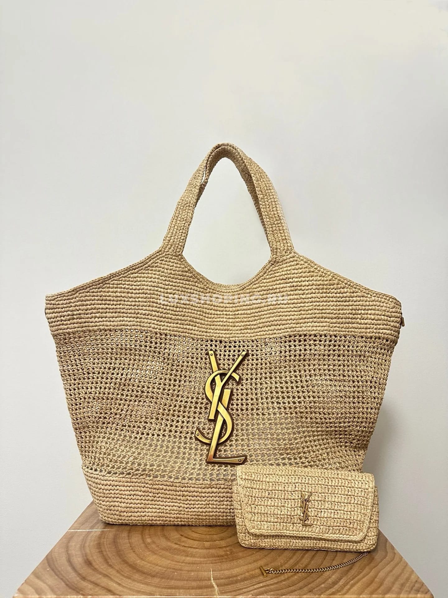 Saint Laurent Пляжная сумка YSL ICARE из рафии - фото 2