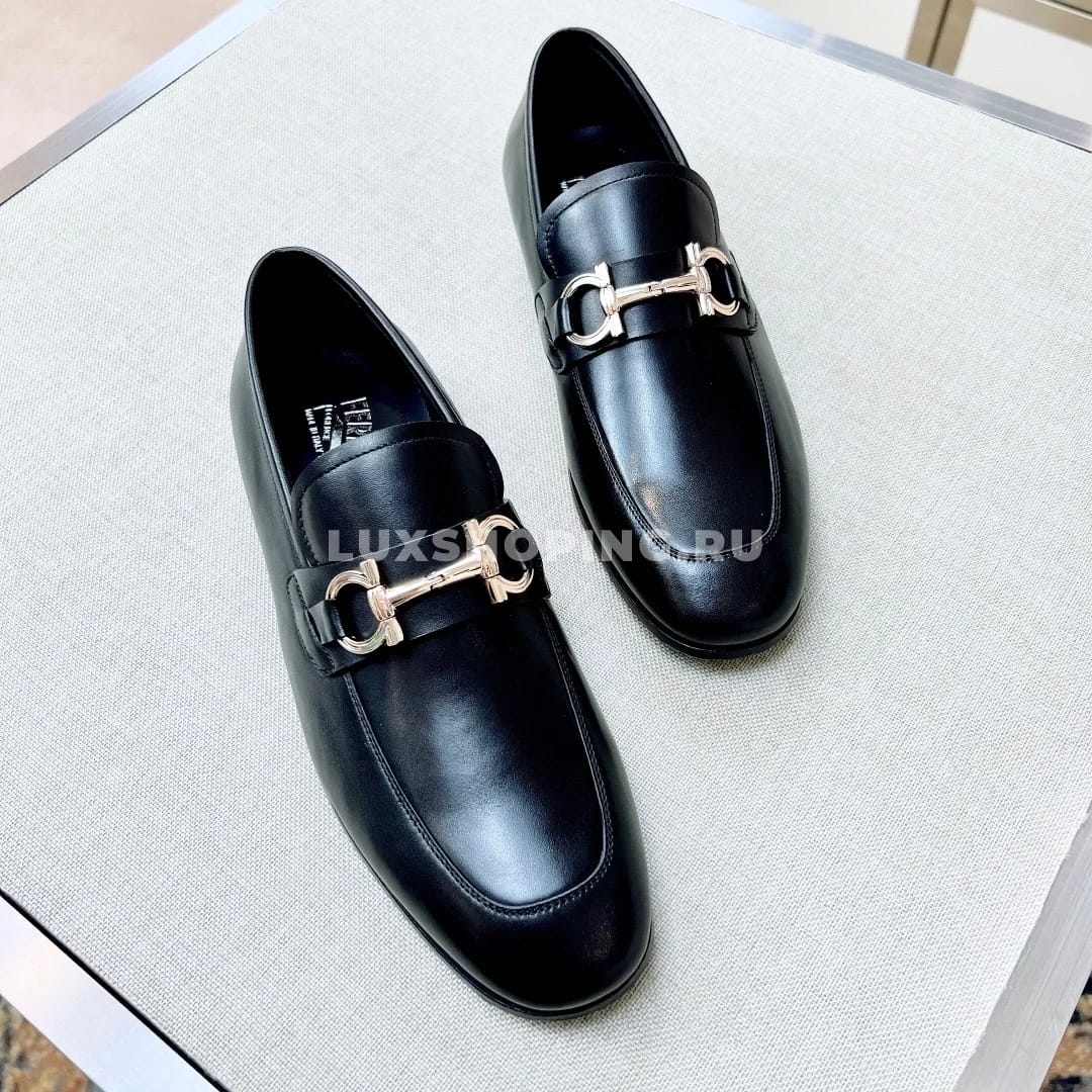 Мужские туфли Ferragamo черные, гладкая кожа - фото 2
