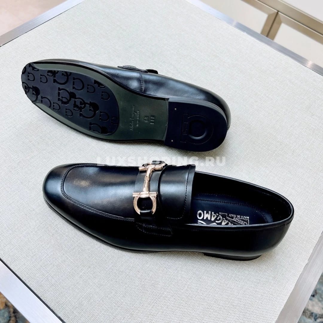 Мужские туфли Ferragamo черные, гладкая кожа - фото 6