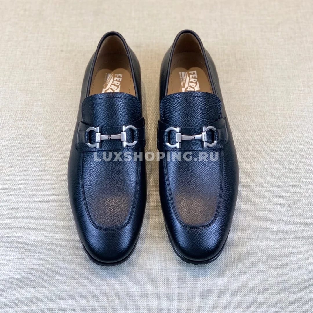 Мужские туфли Ferragamo черные, гладкая кожа - фото 2