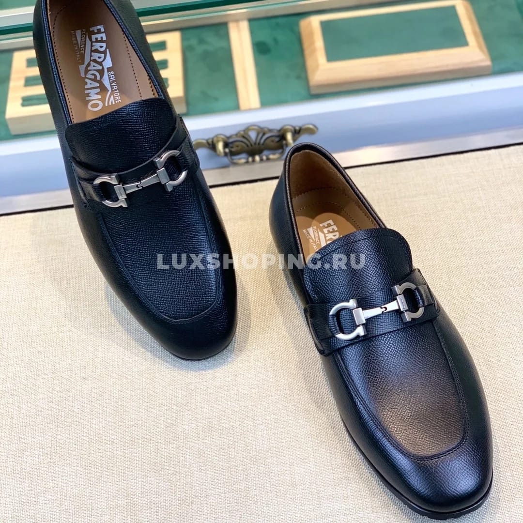 Мужские туфли Ferragamo черные, гладкая кожа - фото 5