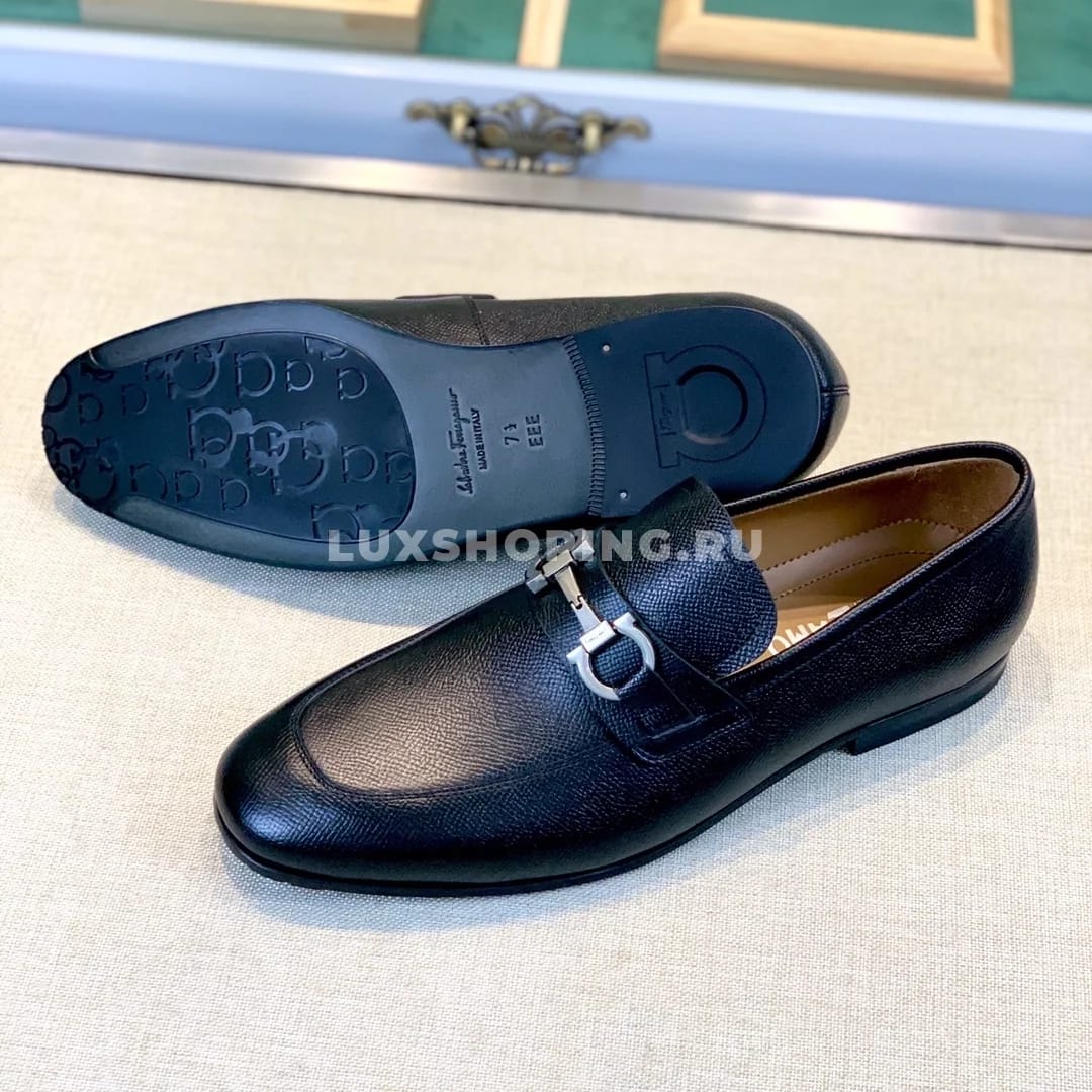Мужские туфли Ferragamo черные, гладкая кожа - фото 6