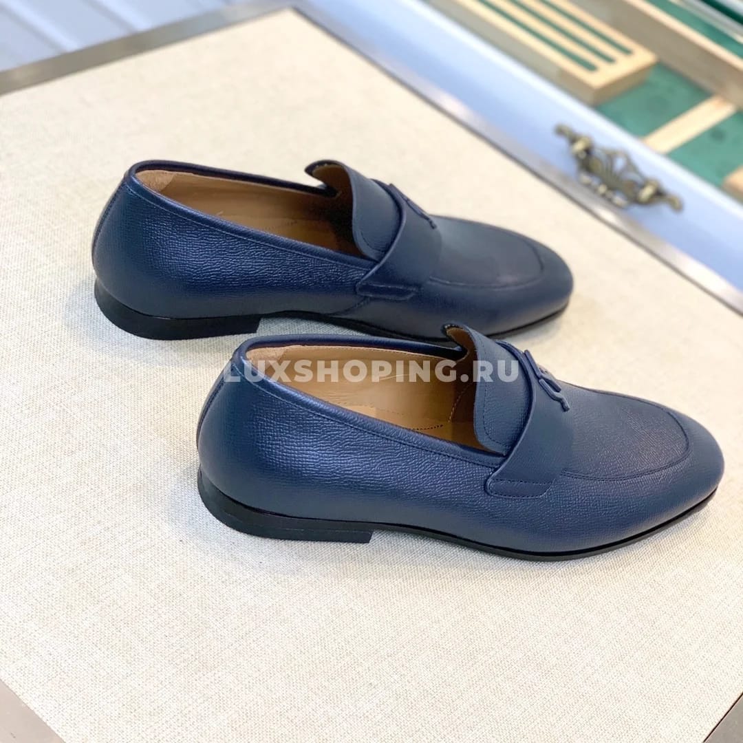 Мужские туфли Ferragamo синие, зернистые - фото 6