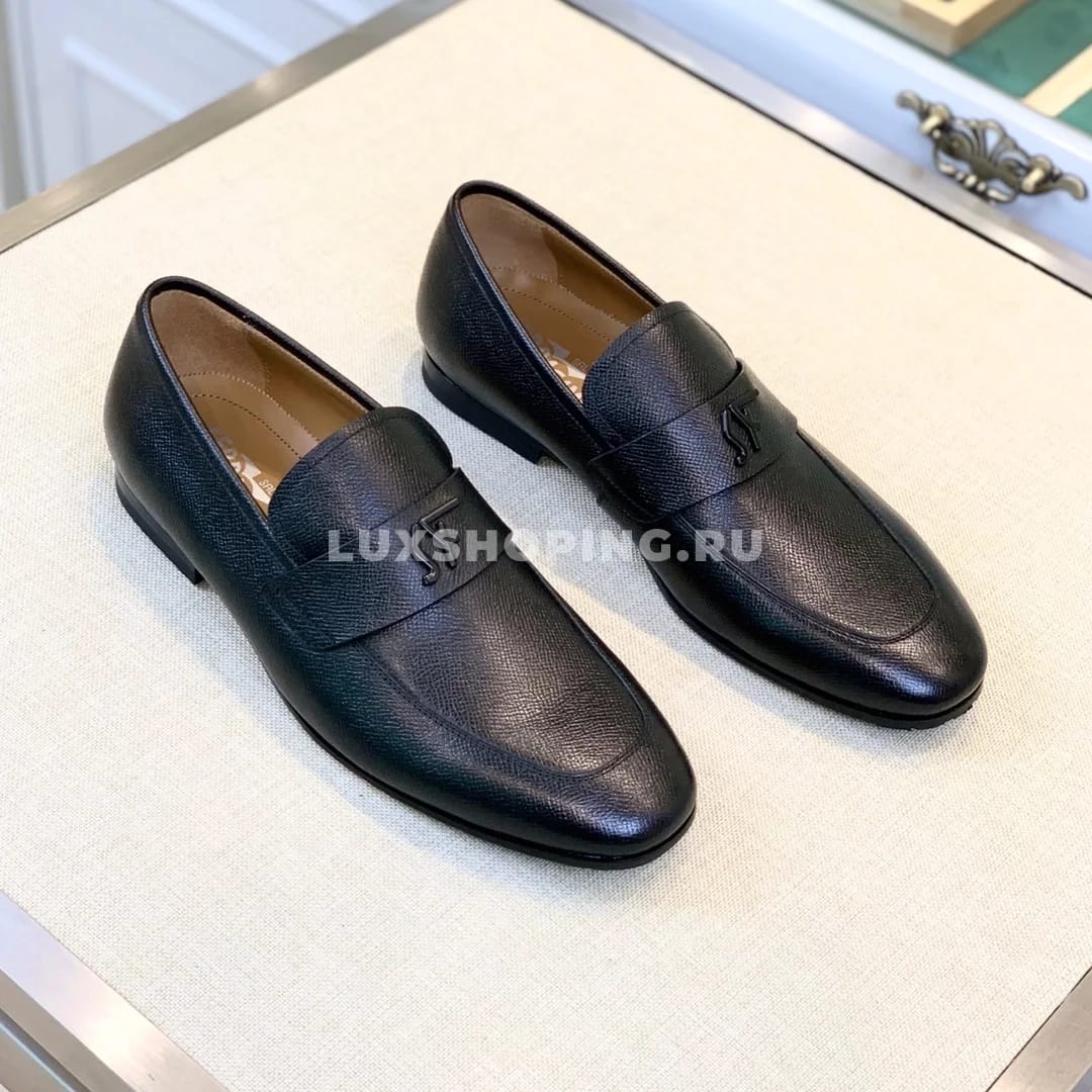 Мужские туфли Ferragamo черные, зернистая кожа - фото 4