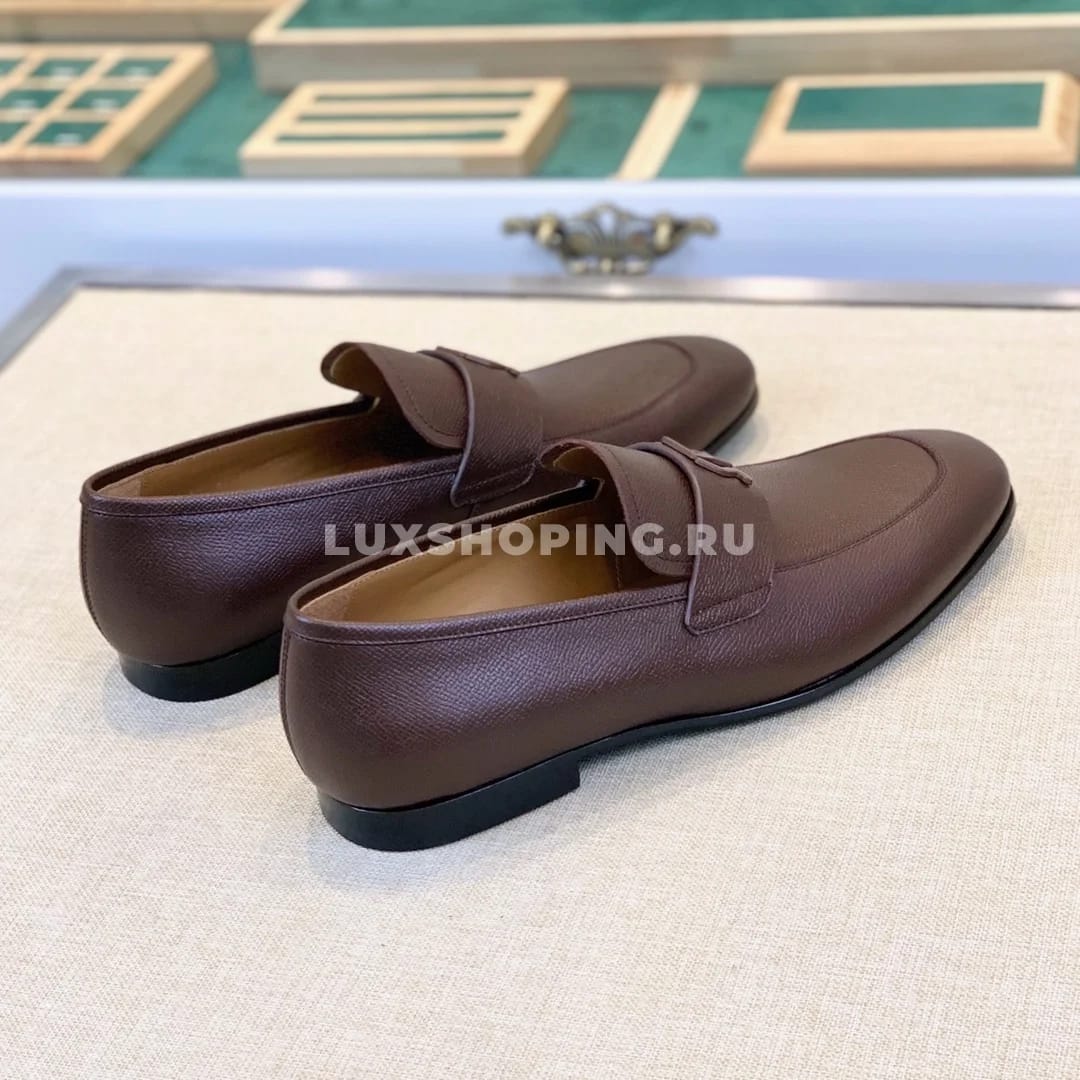 Мужские туфли Ferragamo коричневые, зернистая кожа - фото 3