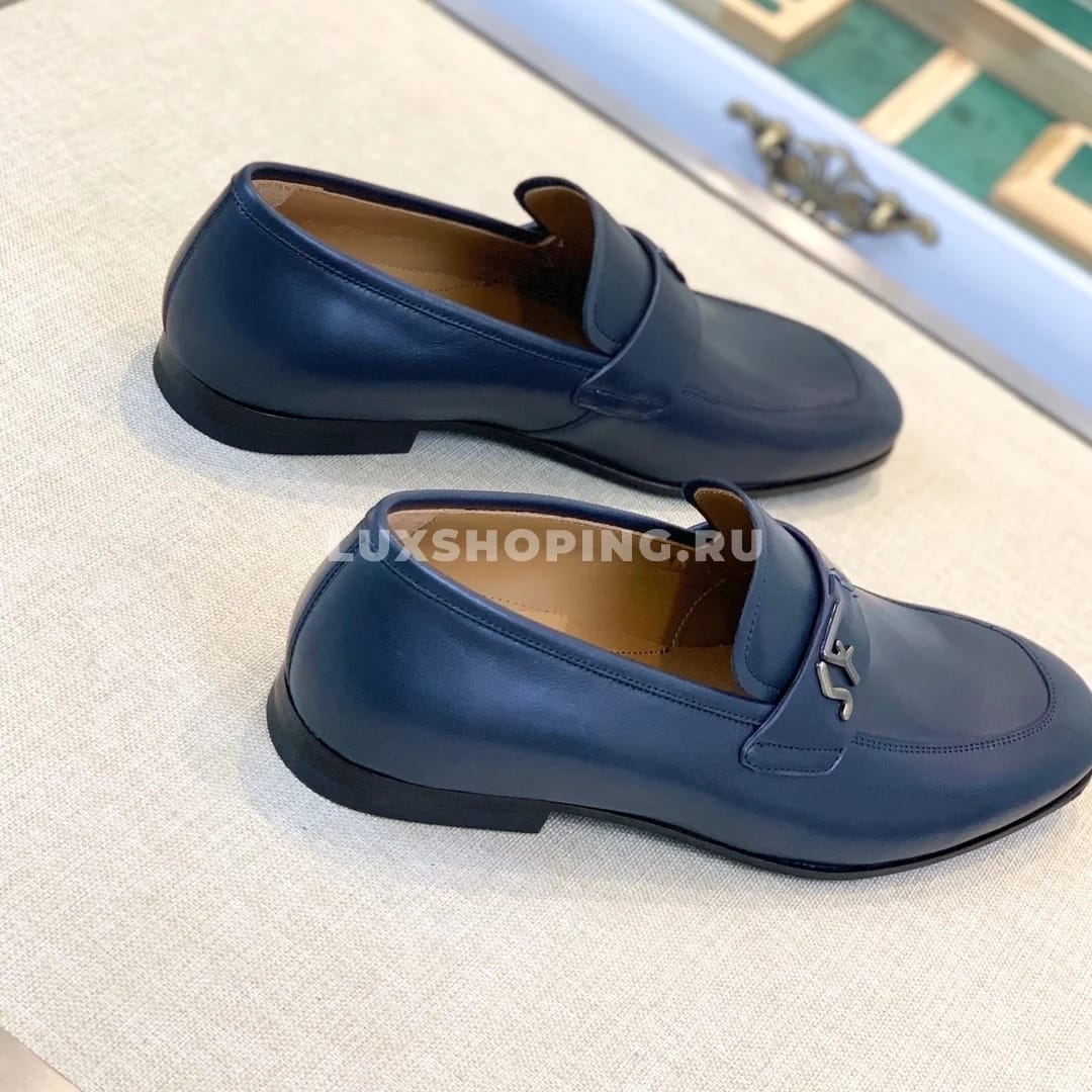 Мужские туфли Ferragamo синие, гладкие - фото 3