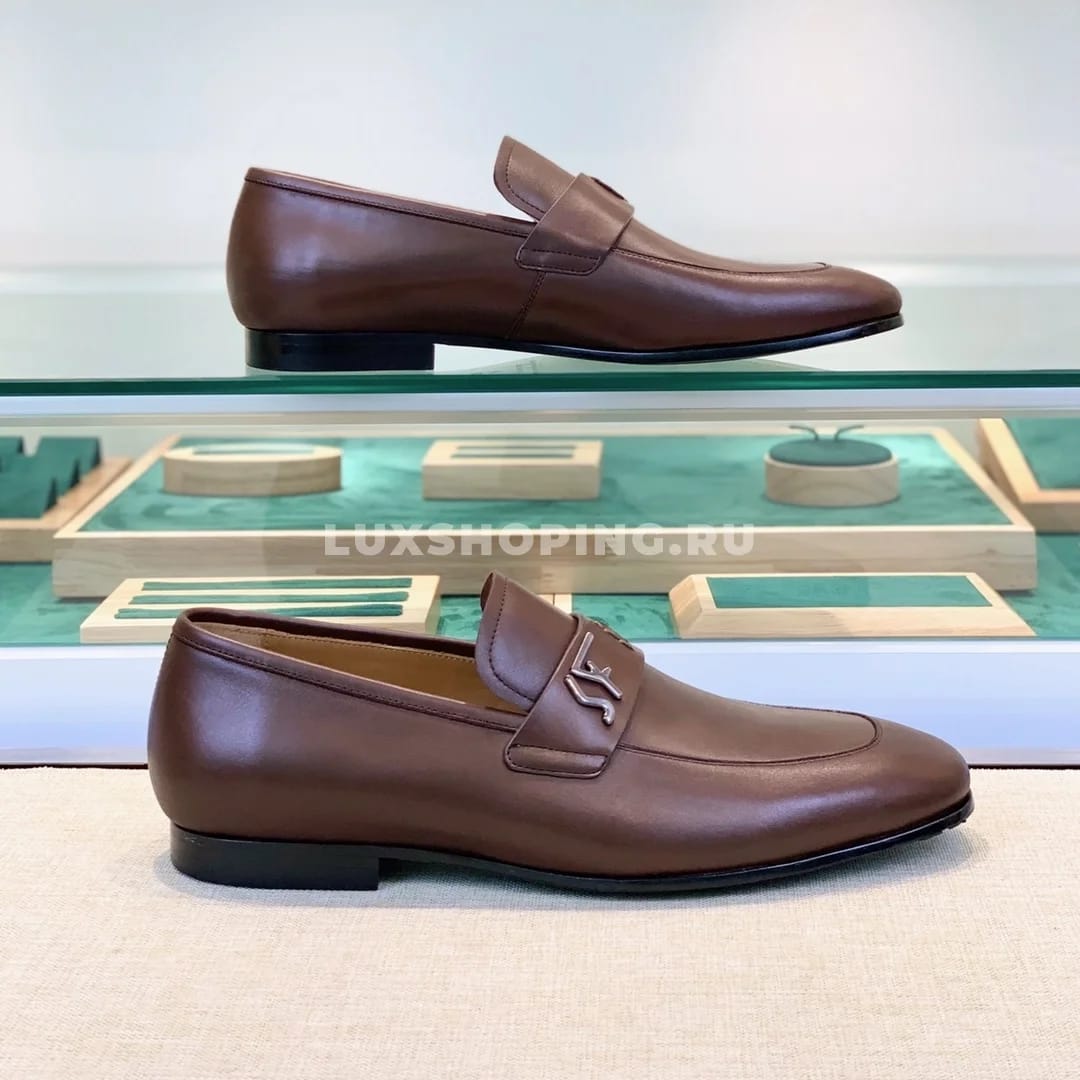 Мужские туфли Ferragamo коричневые, гладкие - фото 3