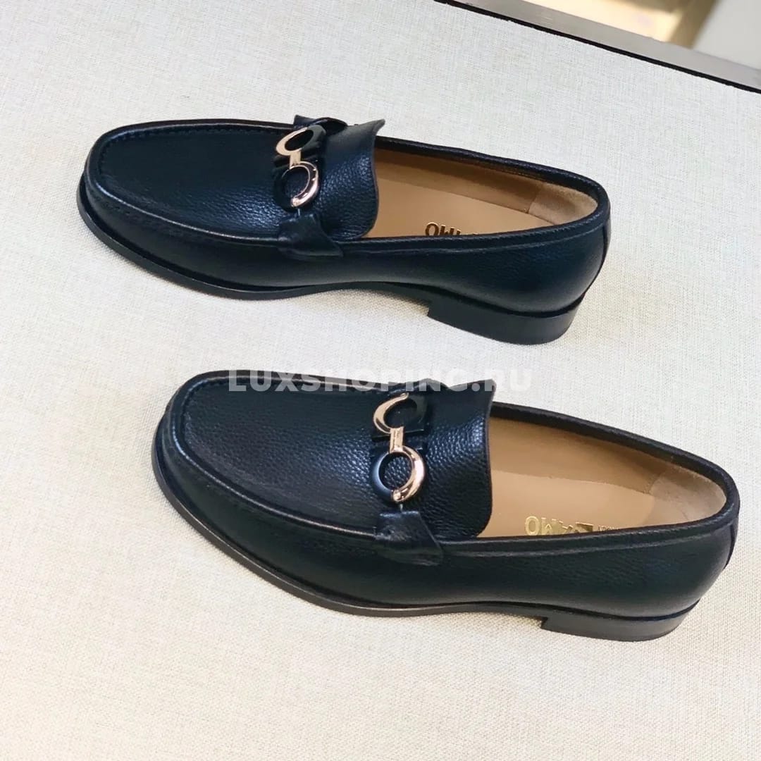 Мужские мокасины Ferragamo черные, зернистые - фото 3