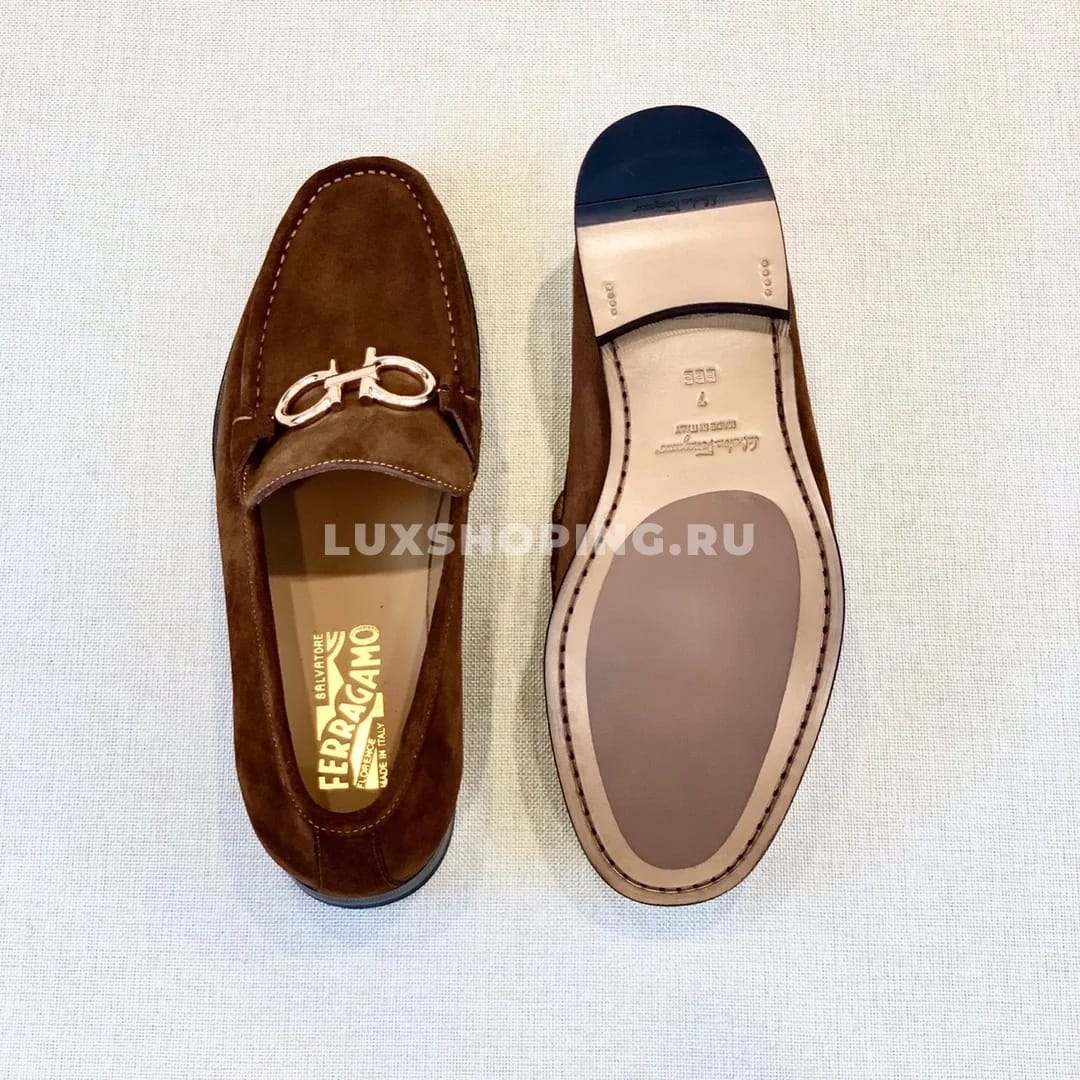 Мужские мокасины Ferragamo коричневые, замшевые - фото 3