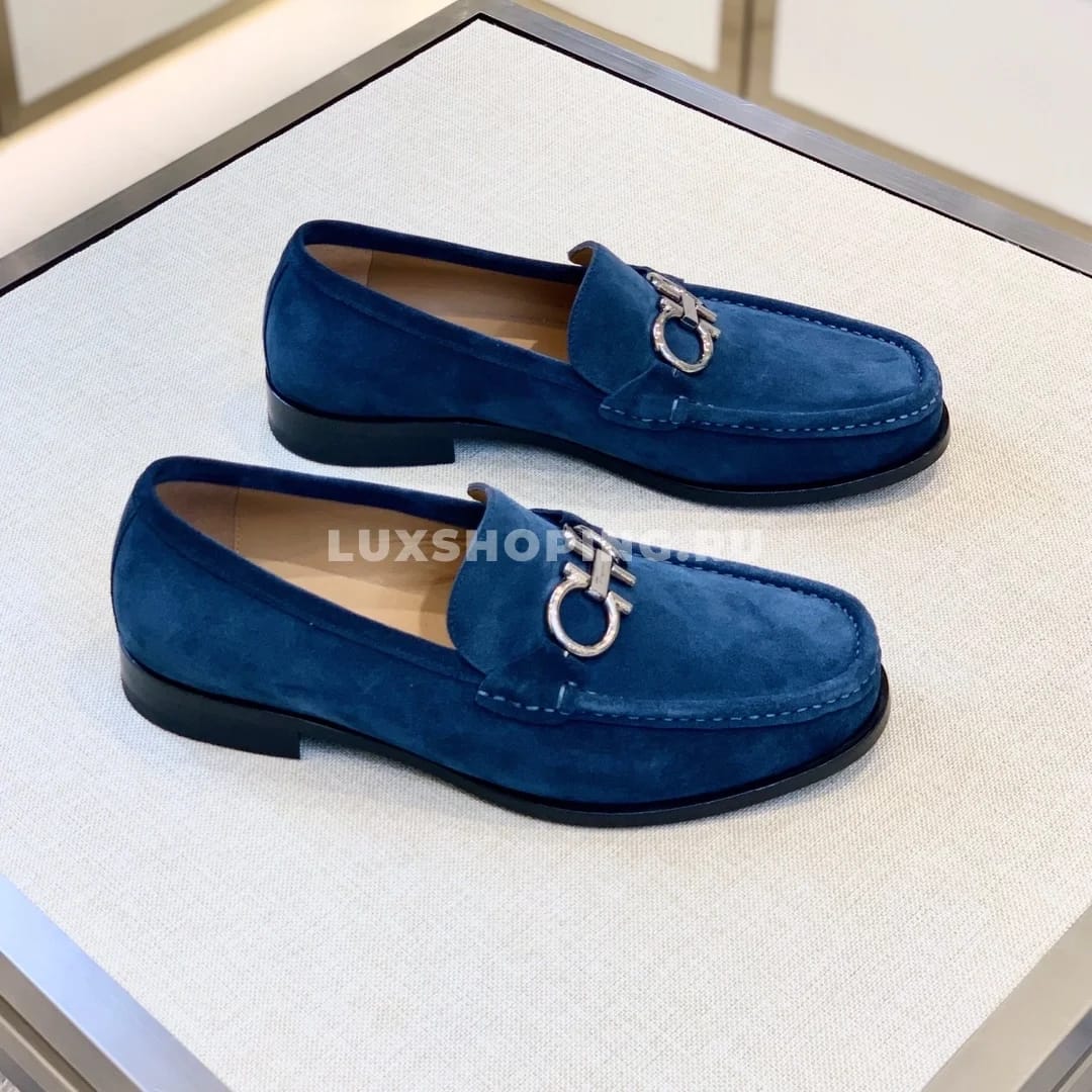Мужские мокасины Ferragamo синие, замшевые - фото 2