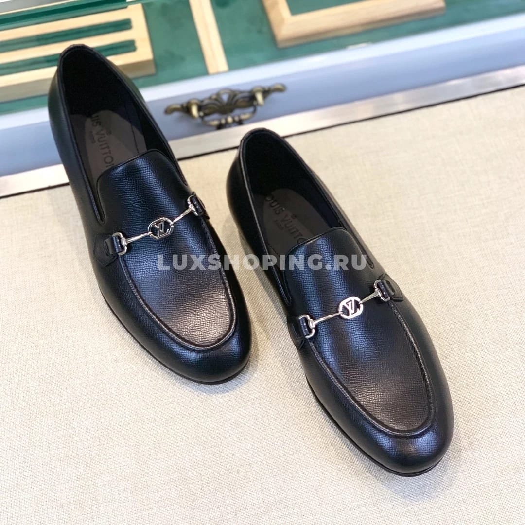 Туфли Louis Vuitton черные с пряжкой из зернистой кожи - фото 2