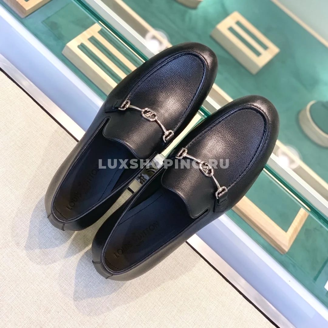 Туфли Louis Vuitton черные с пряжкой из зернистой кожи - фото 6