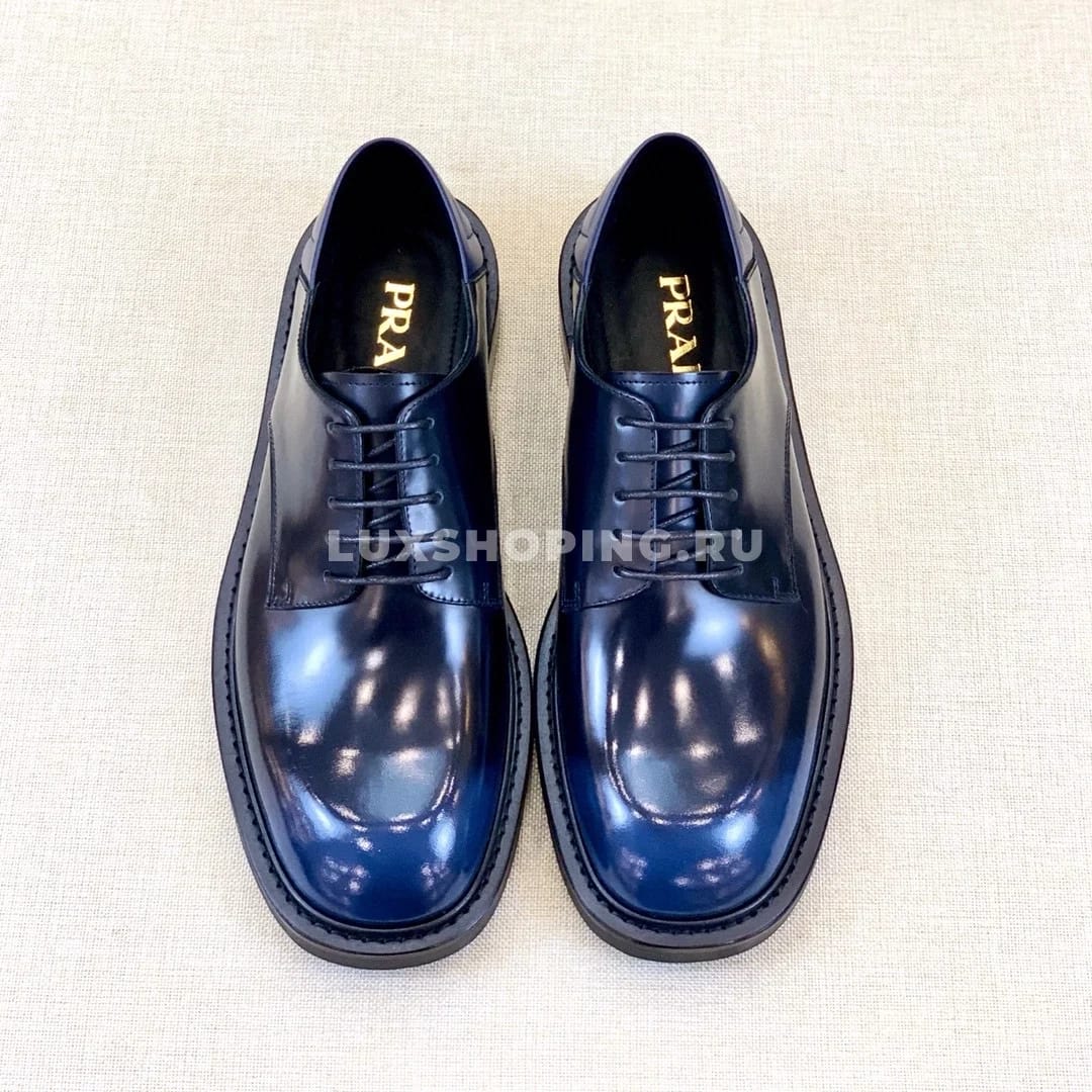 Туфли Prada синие оксфорды - фото 3