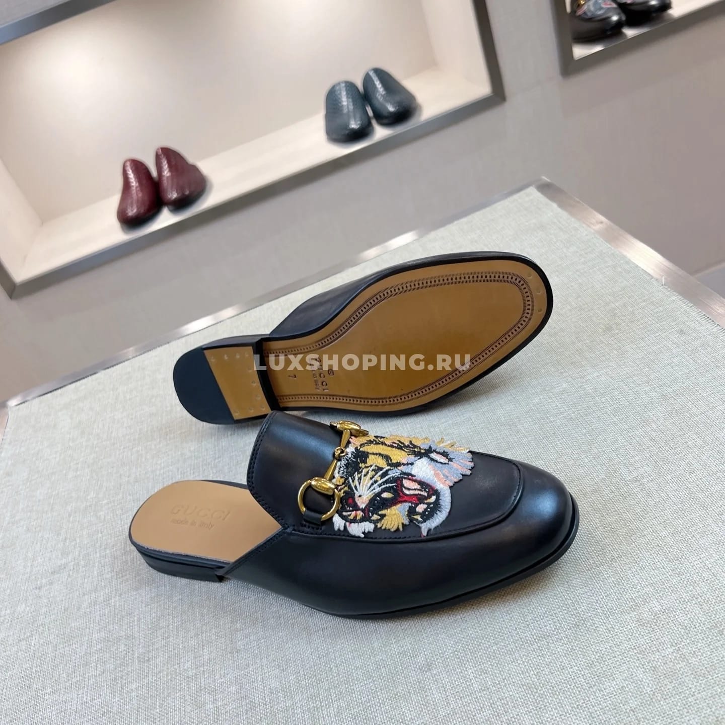 Сабо Gucci черные с тигром - фото 6