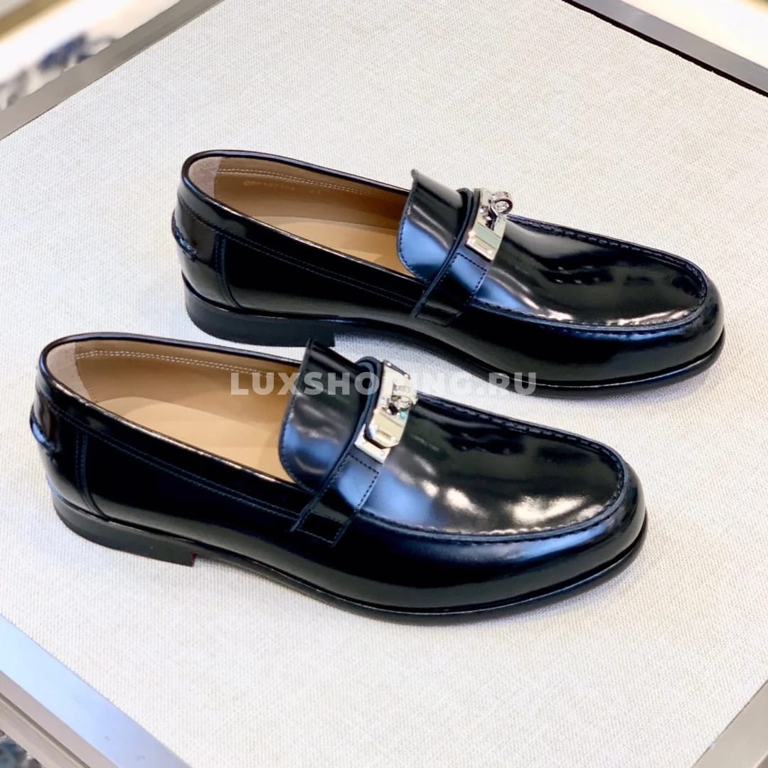 Мокасины Hermes c классической пряжкой черные - фото 4
