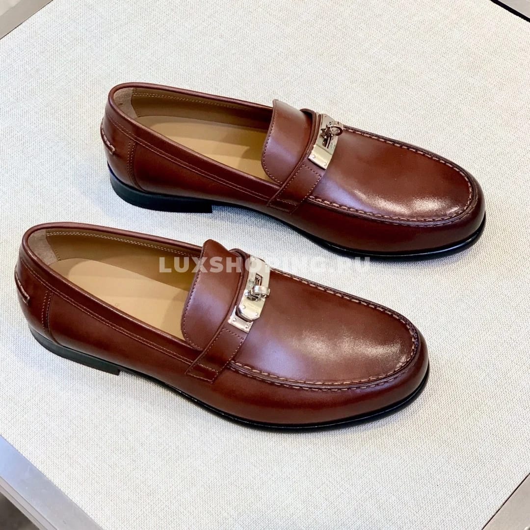 Мокасины Hermes c классической пряжкой коричневы - фото 2