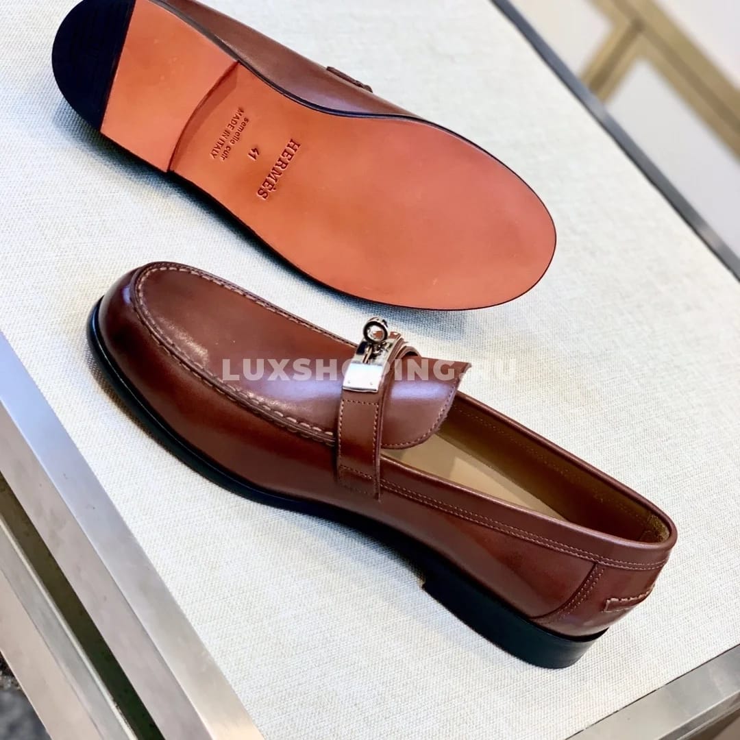 Мокасины Hermes c классической пряжкой коричневы - фото 3