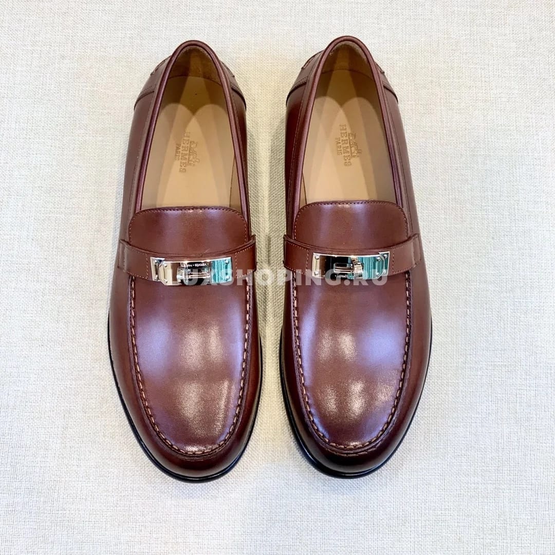Мокасины Hermes c классической пряжкой коричневы - фото 4