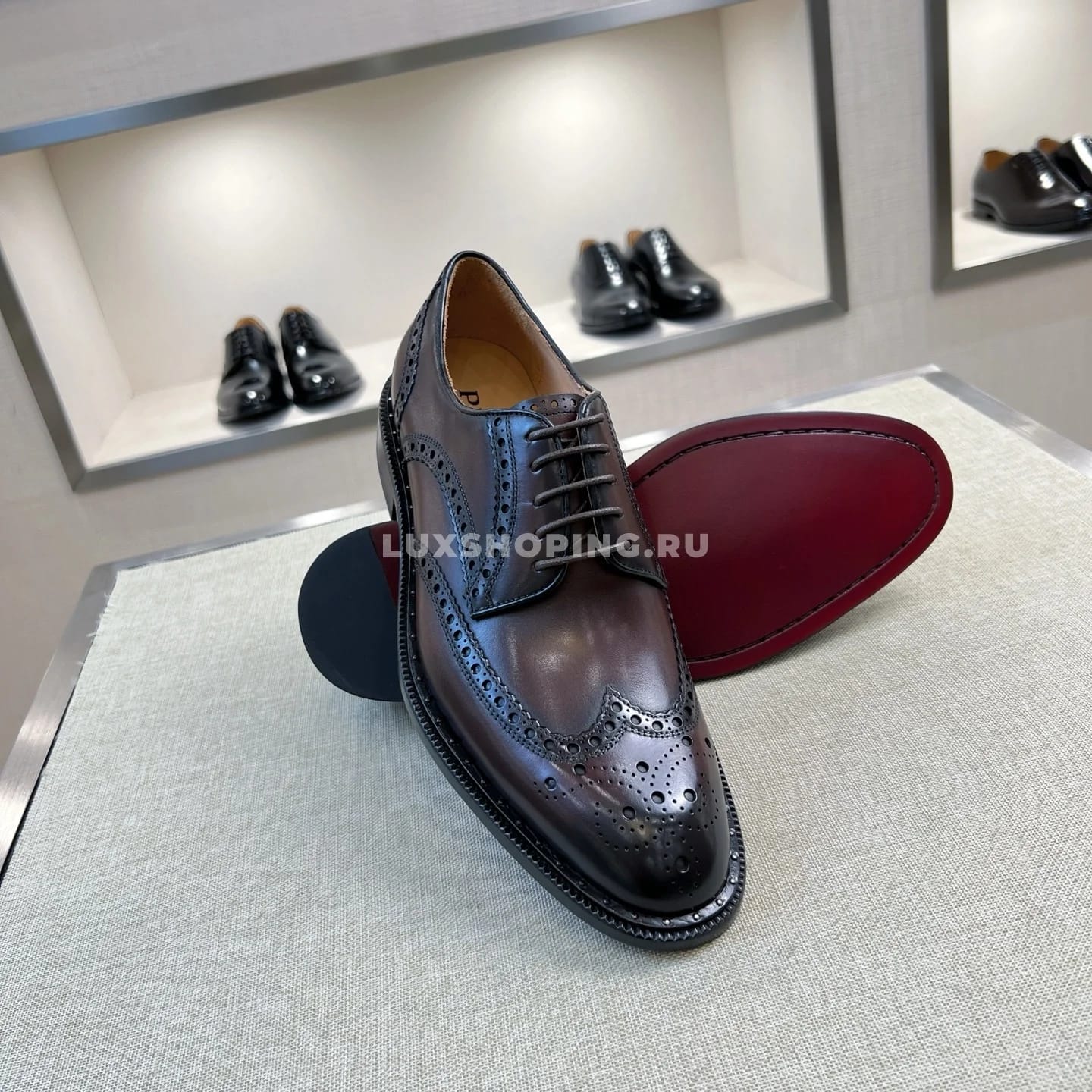 Туфли Prada дерби коричневые - фото 3