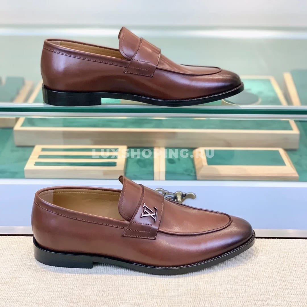 Лоферы Louis Vuitton с пряжкой и лого коричневые - фото 5